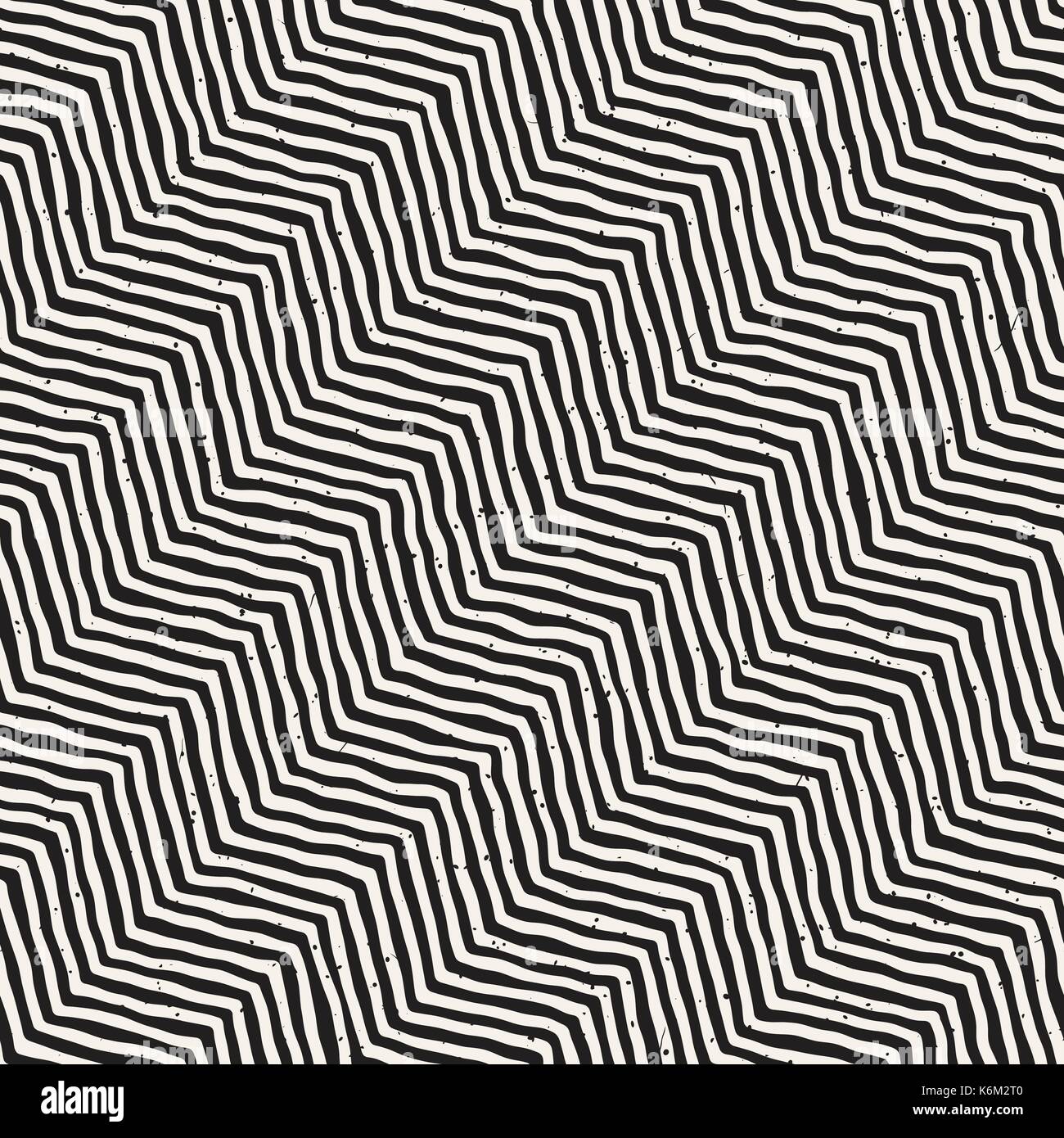 Hand drawn style seamless pattern. Abstract geometric tiling background in black and white. Vector doodle line lattice Stock Vector