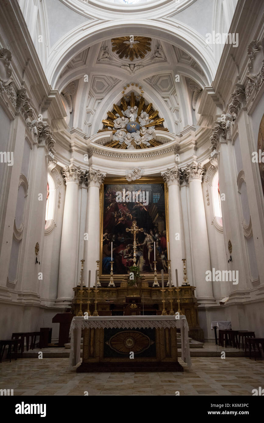 Inside the Church of the Abbazia di Monte Oliveto Maggiore, Tuscany Italy Stock Photo