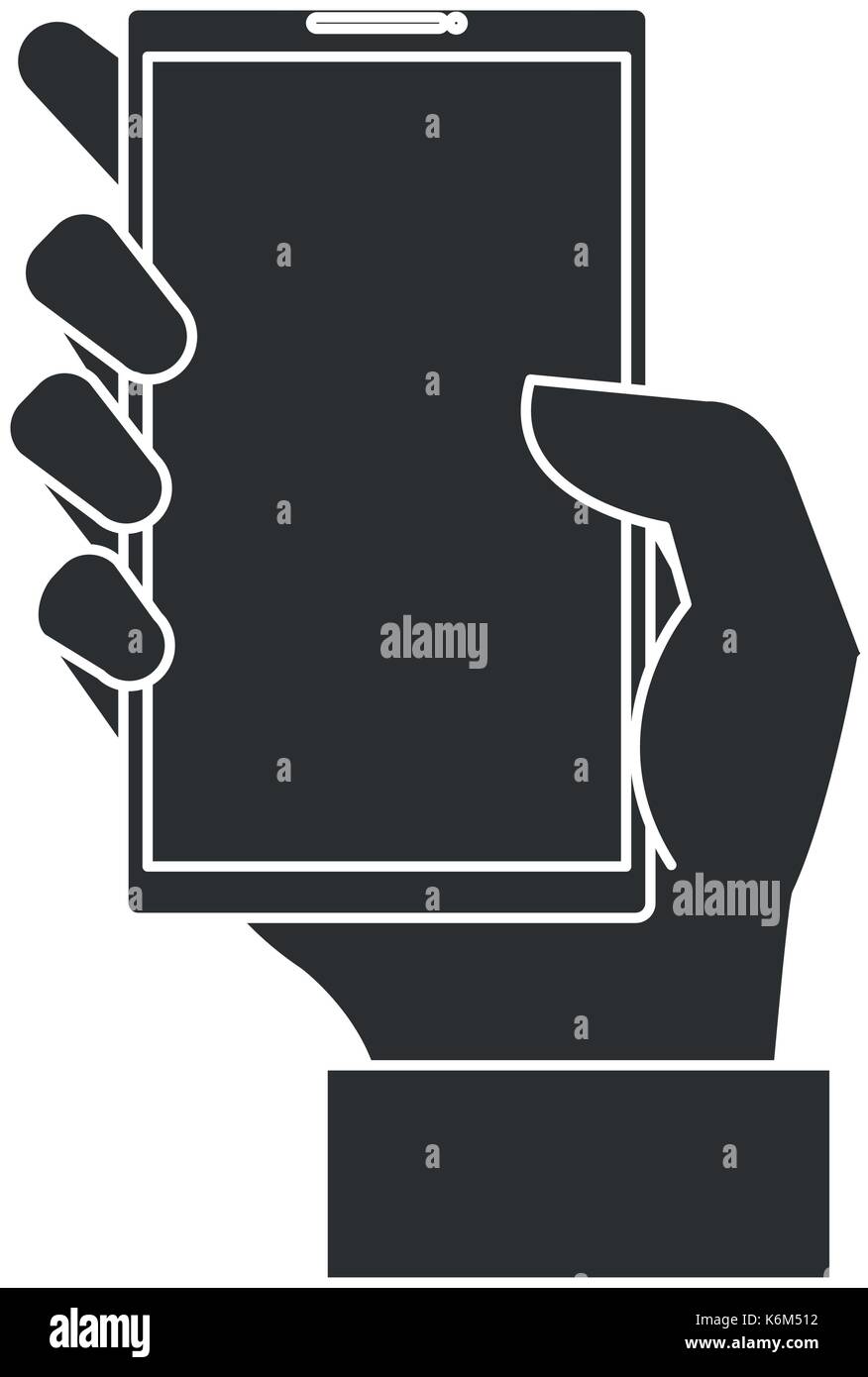hand human with smartphone device isolated icon vector illustration ...
