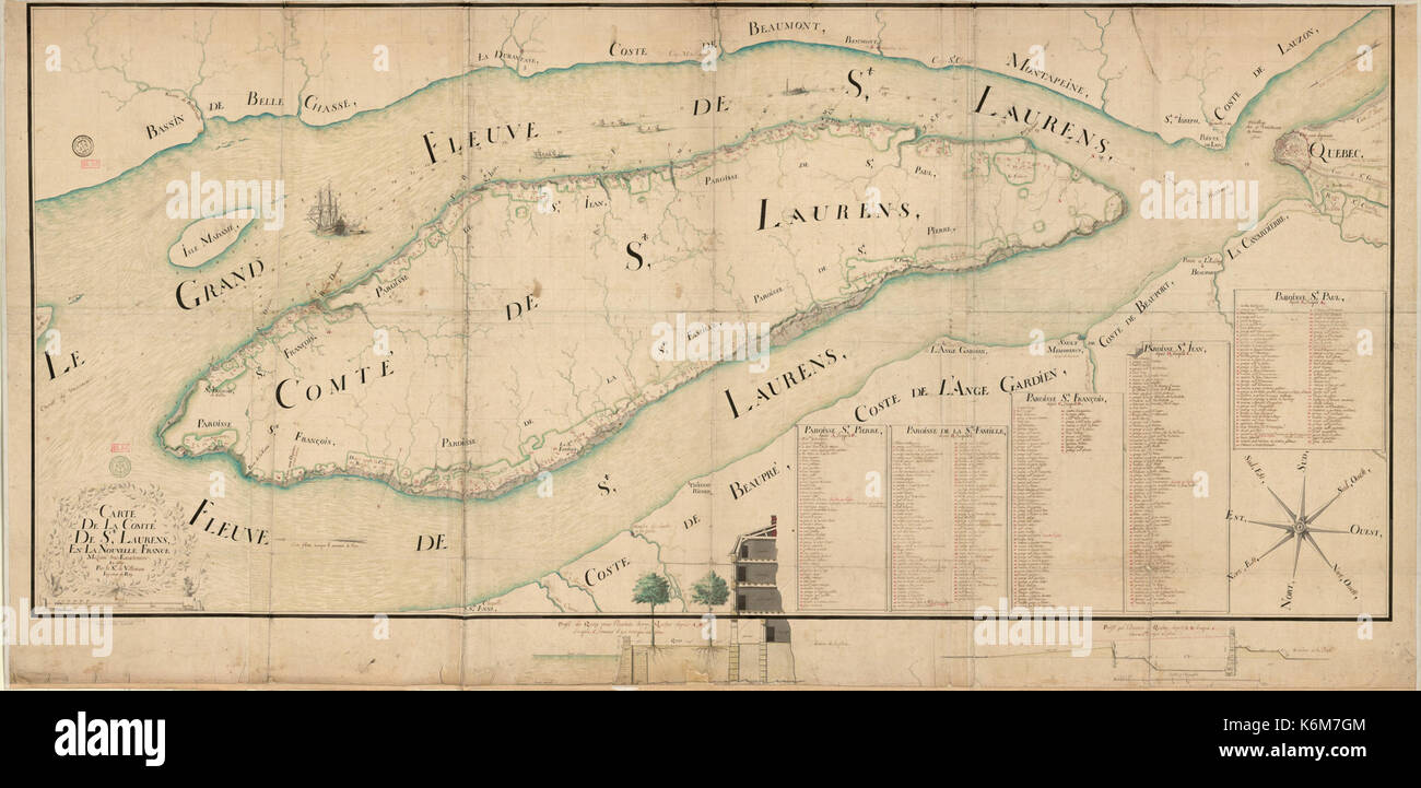 Carte de la comte de St Laurens, en la Nouvelle France Stock Photo