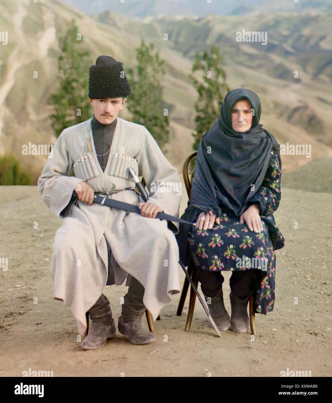 Dagestani man and woman Stock Photo