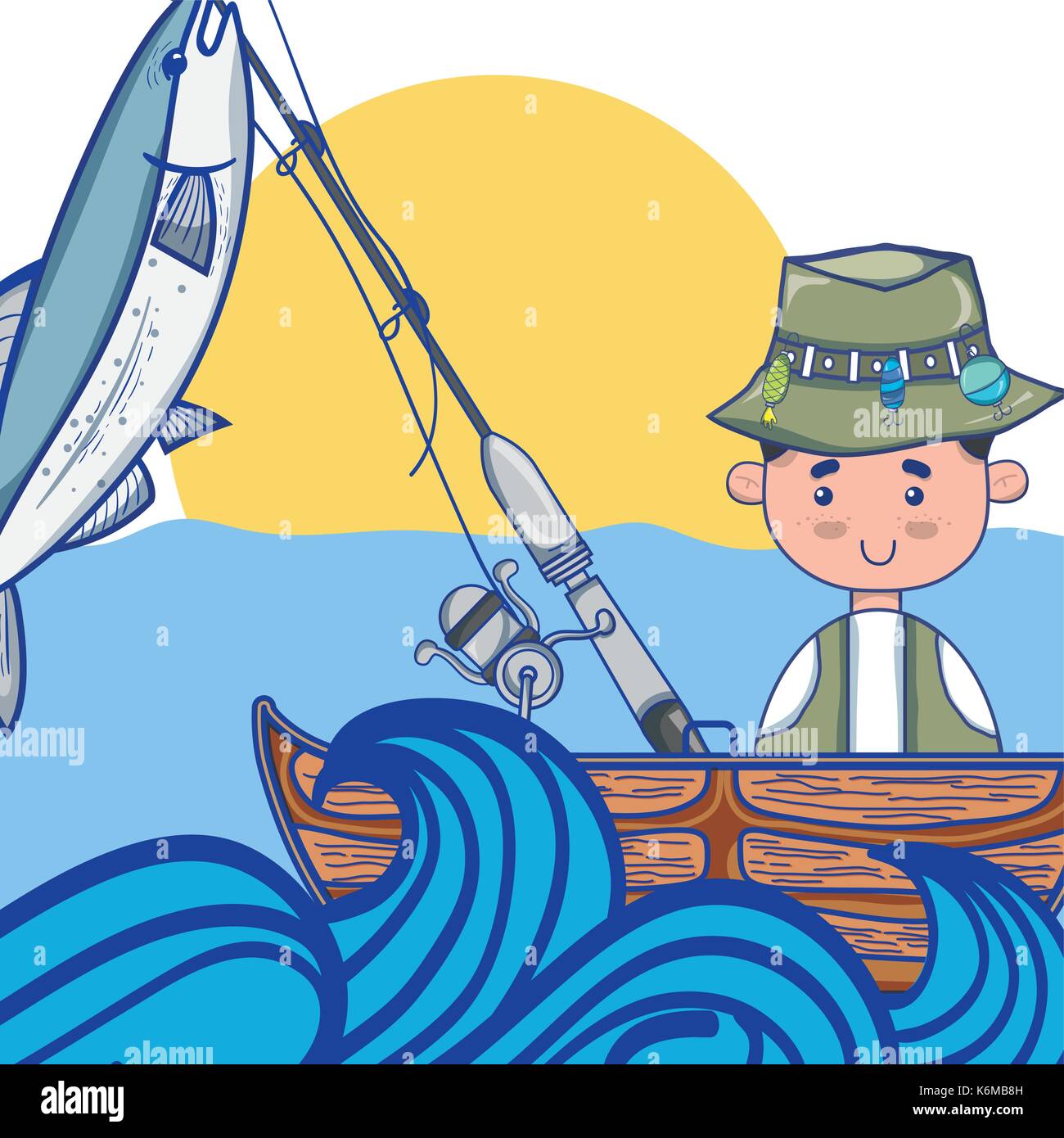 fishing rod with hook and nylon to catch seafood Stock Vector Image