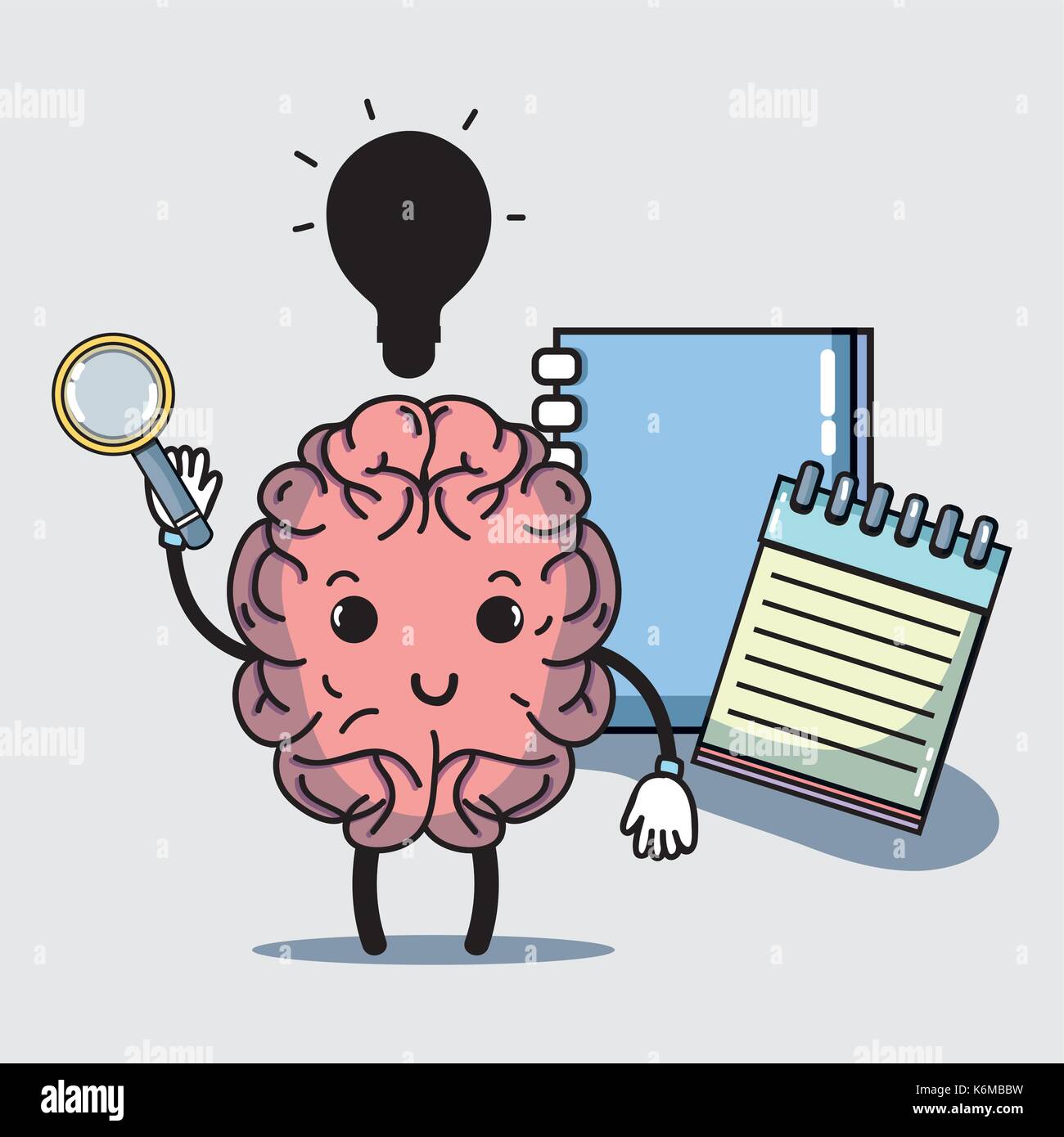 set kawaii brain with knowledge education Stock Vector