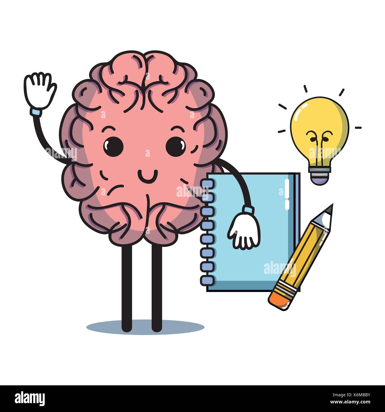 set kawaii brain with knowledge education Stock Vector