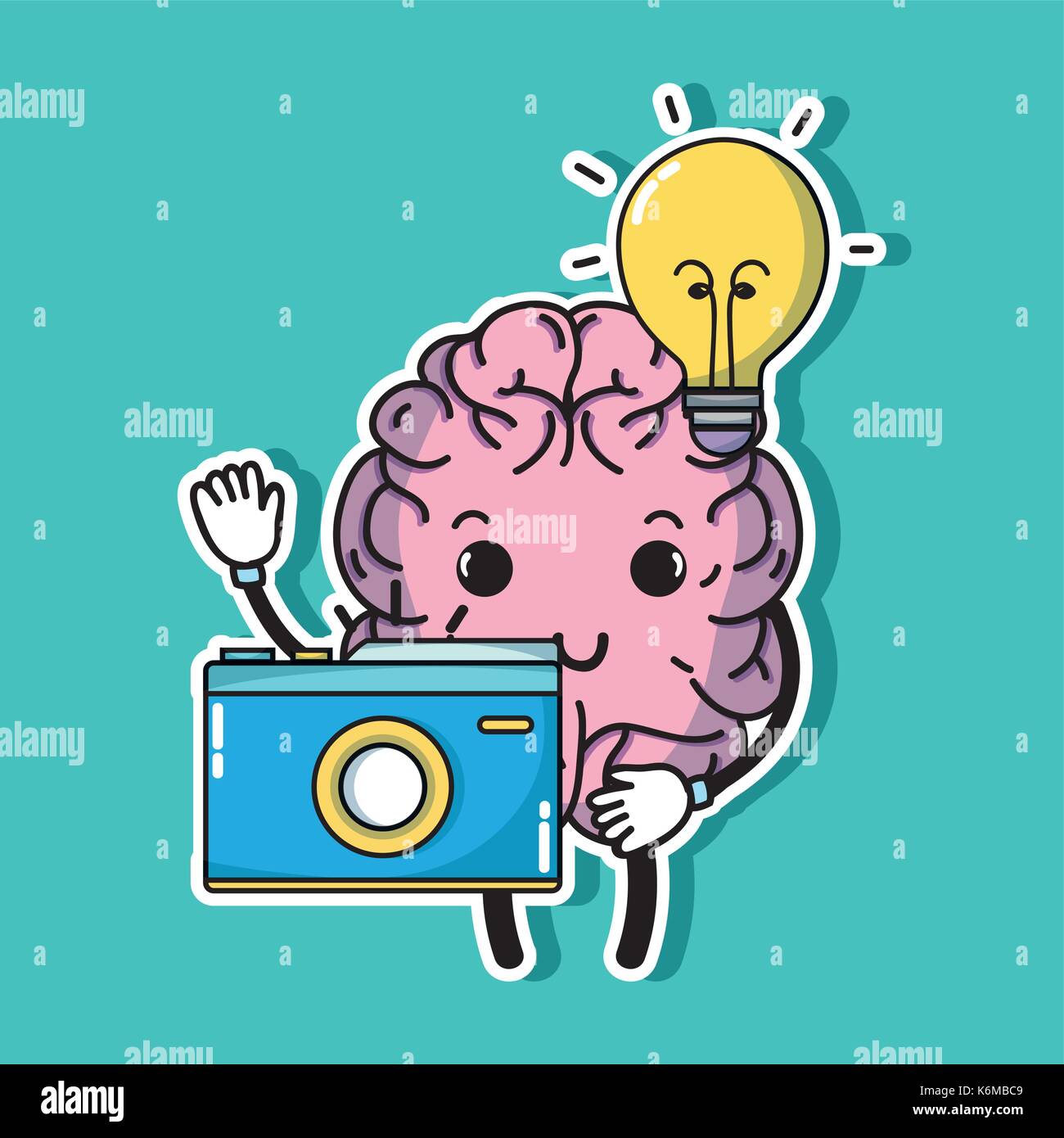 set kawaii brain with knowledge education Stock Vector