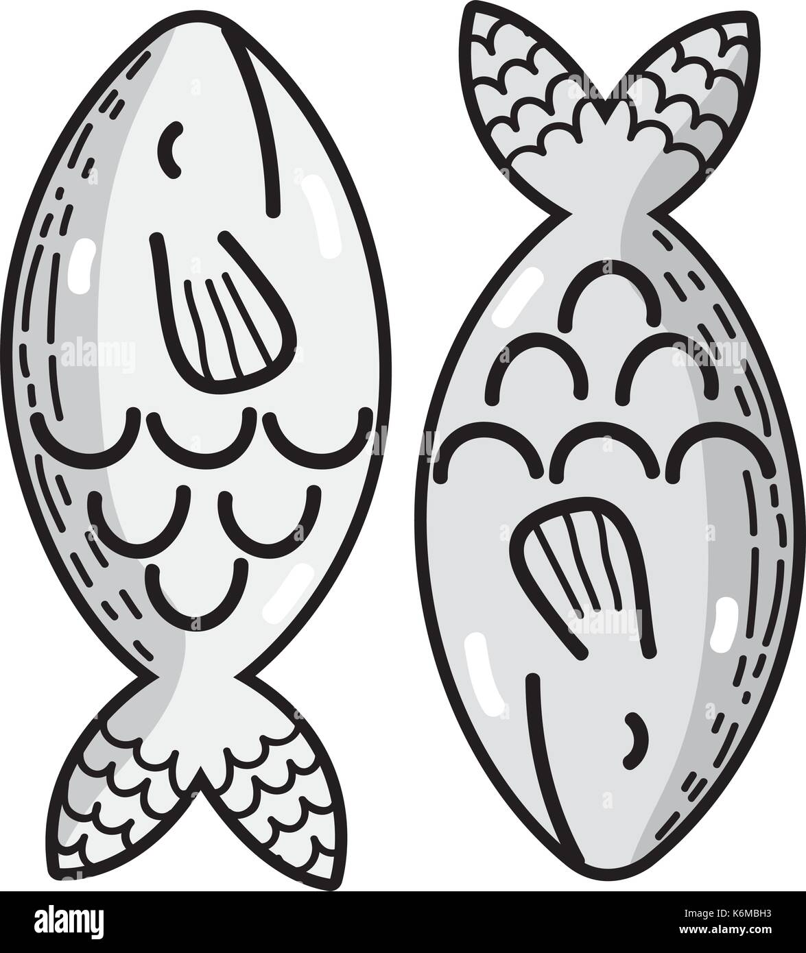 grayscale delicious and fresh fish food with nutrition Stock Vector ...