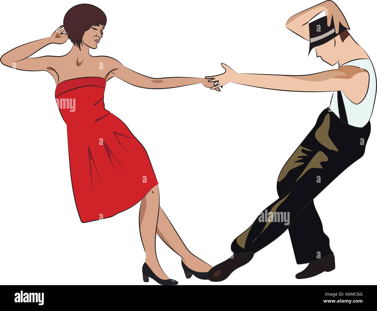 Couple man and woman dancing, vintage dance, pop art retro comic book illustration Stock Vector