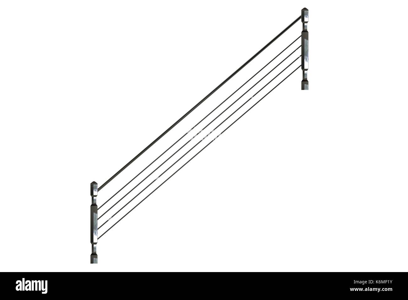 Stair Railing Render 3d rendering of a metalic front view stairs rails isolated on a white ...