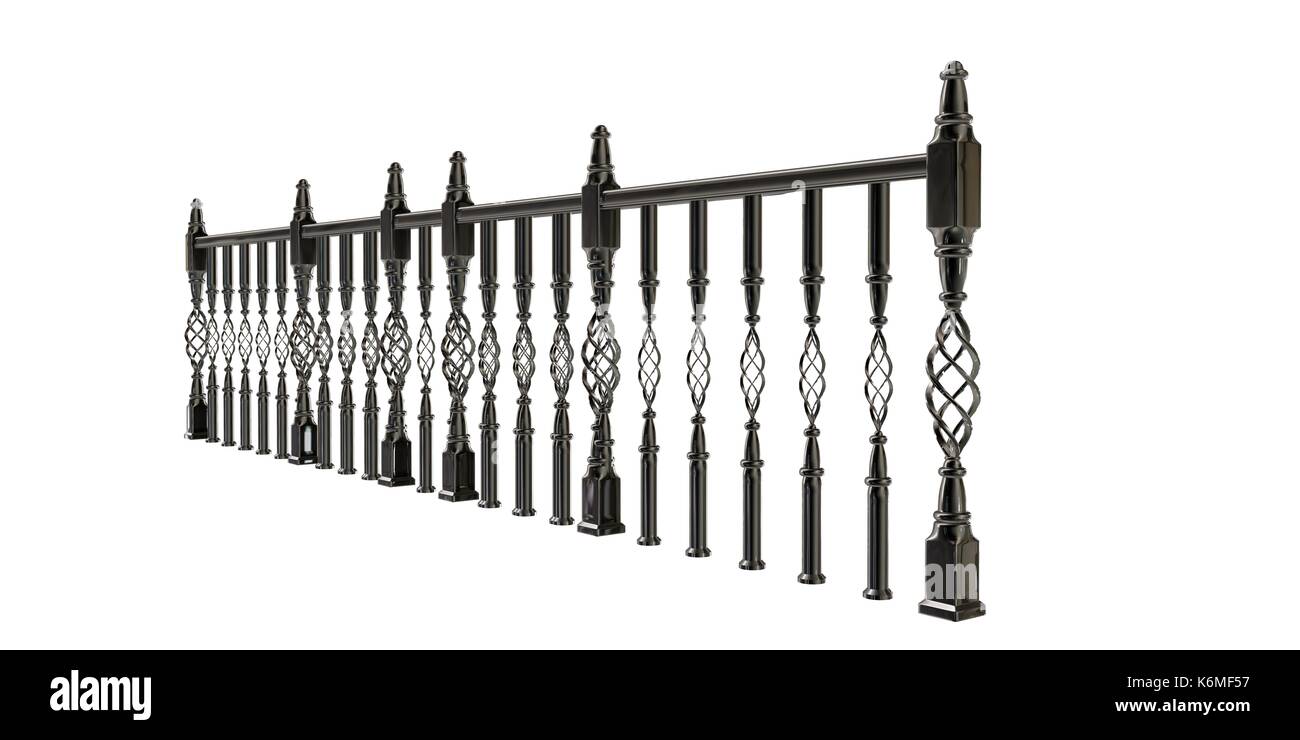 Stair Railing Render 3d rendering of a metalic stair rail isolated on a white background ...