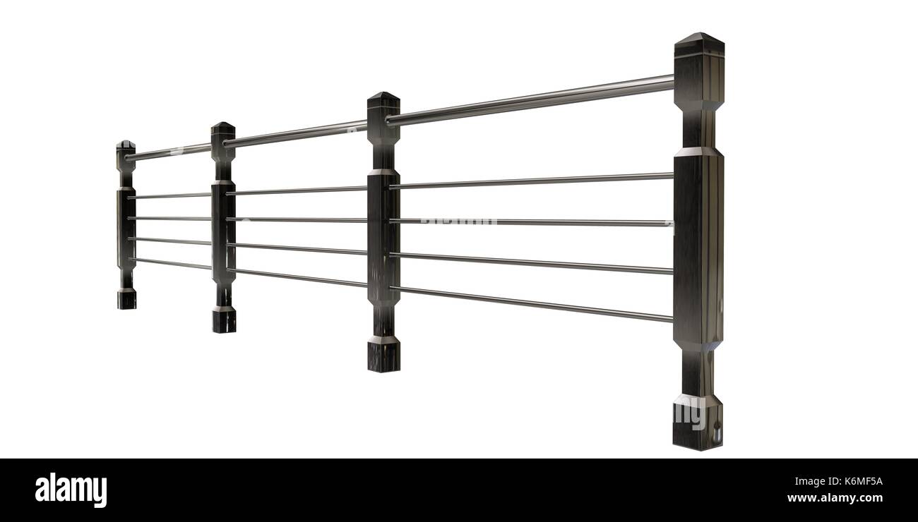 Stair Railing Render 3d rendering of a metalic stair rail isolated on a white background ...