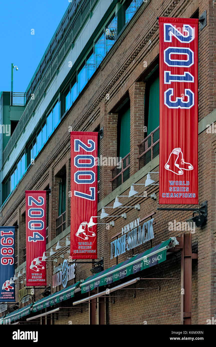 Boston Red Sox World Series Champions banners proudly displayed