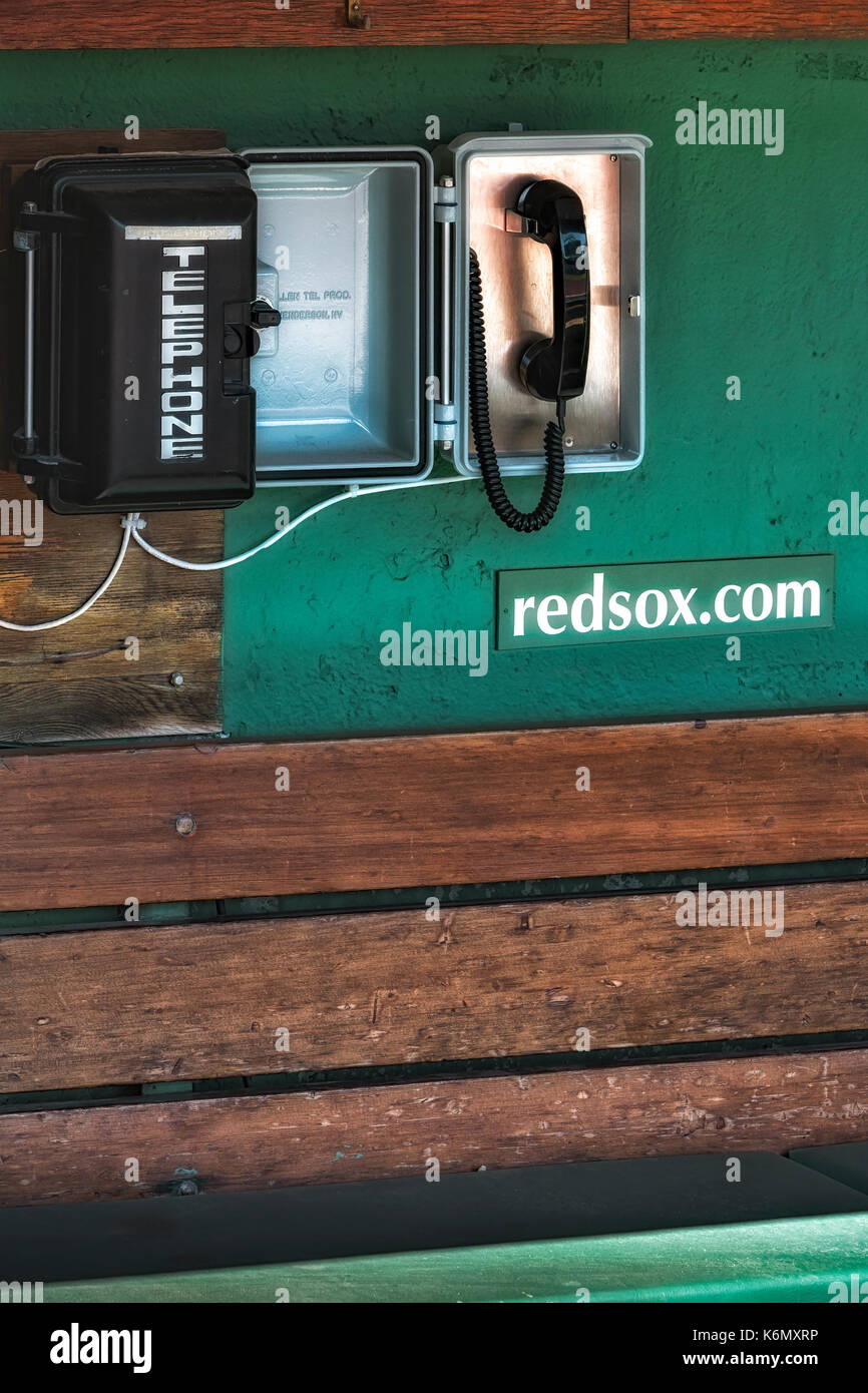 Boston Red Sox Dugout Telephone - Telephones located at the Boston Red Sox dugout at Fenway Park. One of the phones is used to call the bullpen during a baseball game.   Available in color as well as in a black and white print.  To view additional images from my Fenway Park gallery please visit: www.susancandelario.com Stock Photo