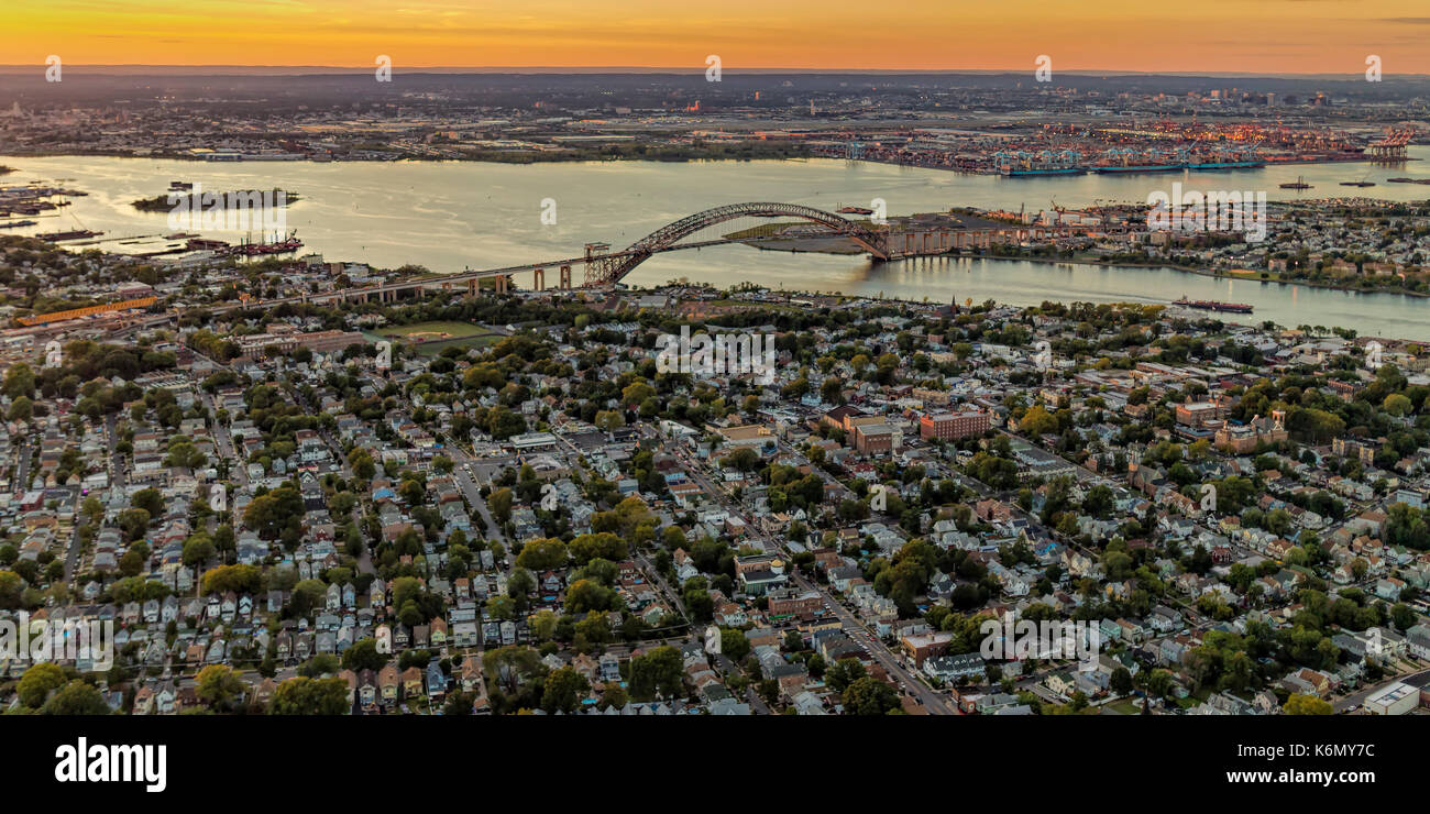 Aerial View Bayonne Bridge NJ Aerial view to the Bayonne Bride which is one of the longest