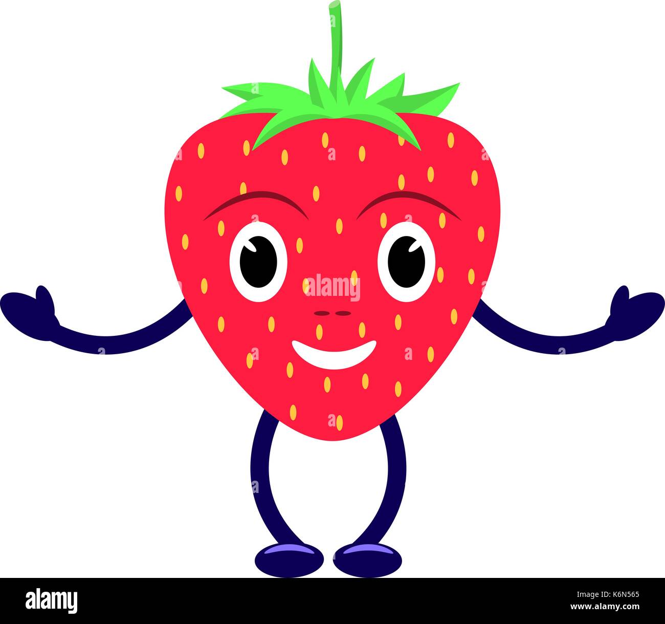 Vector cartoon character smiling red strawberry Stock Vector