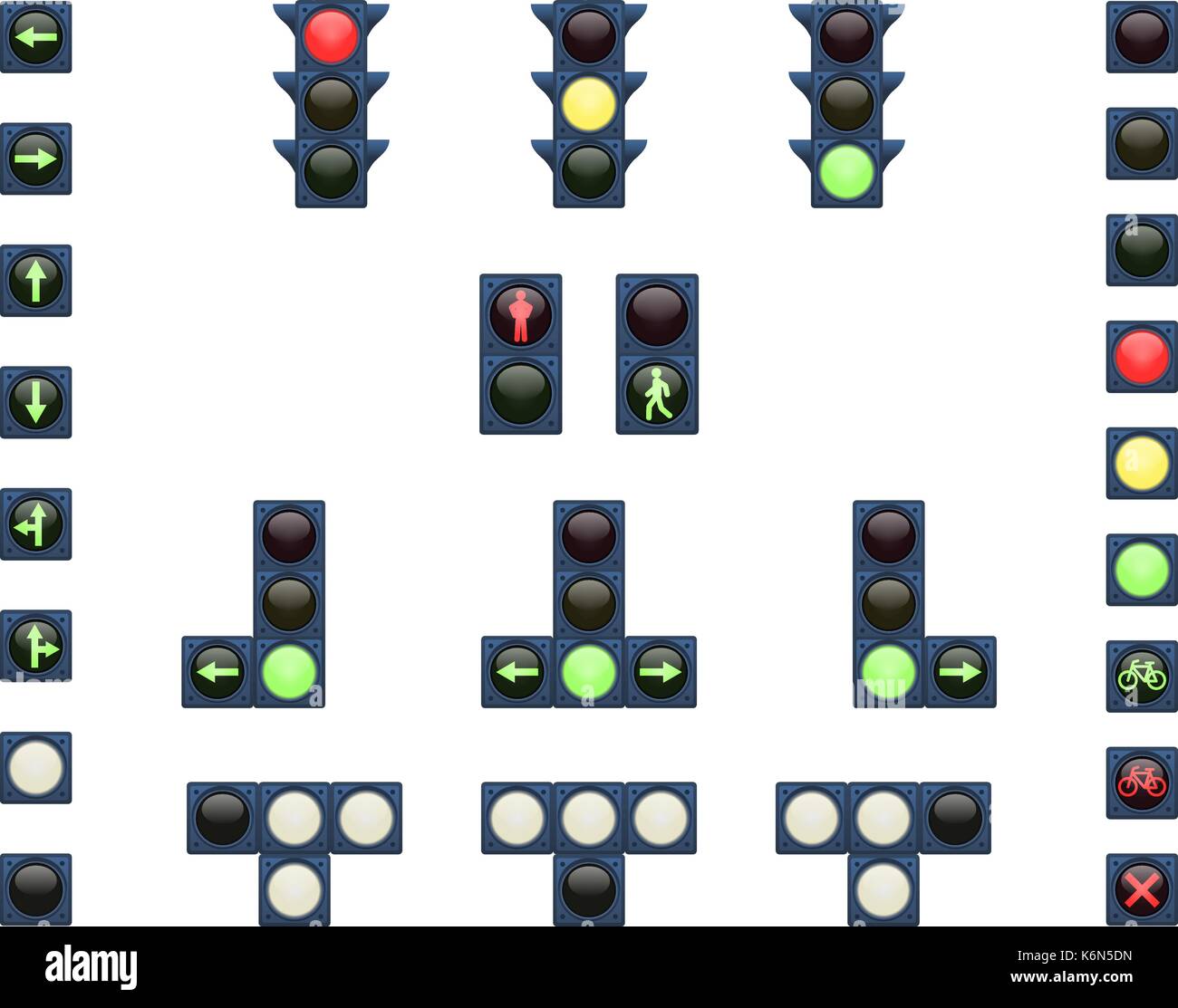 Vector illustration of a set of traffic lights Stock Vector