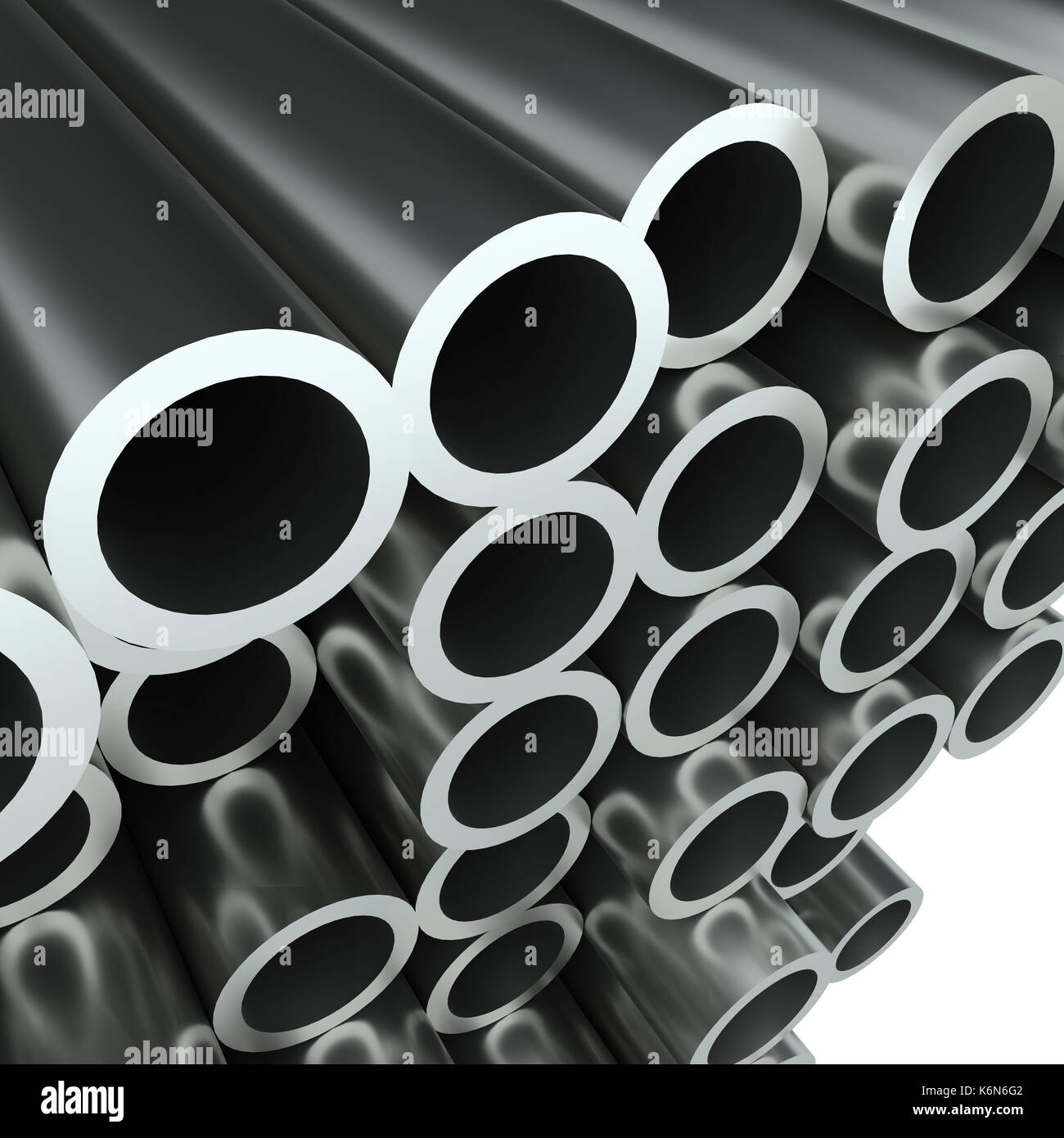 Stack of steel pipes. 3D Illustration Stock Photo - Alamy