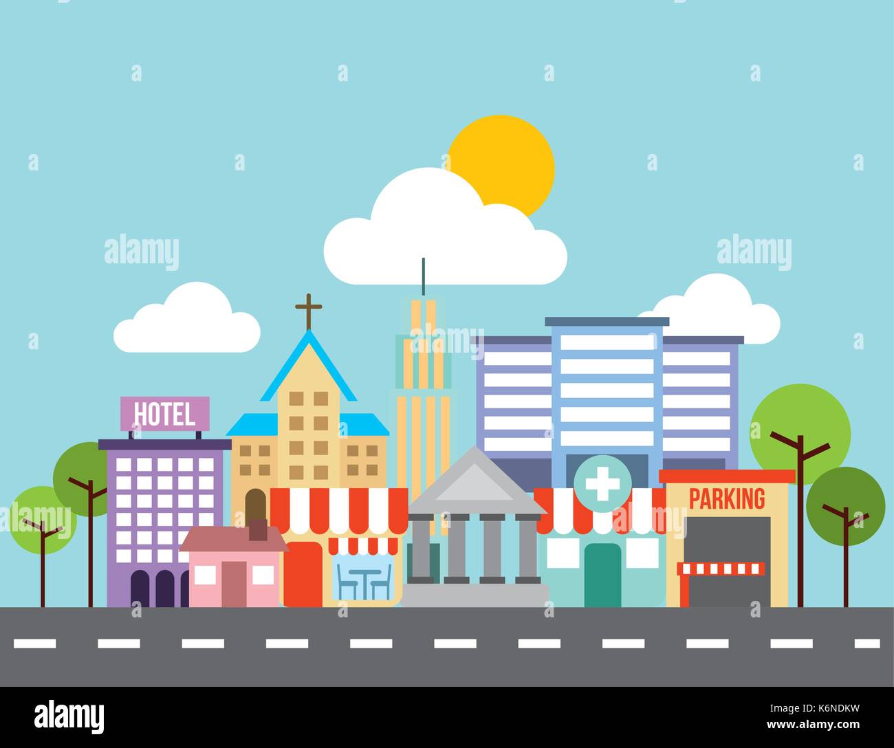 city buildings road urban street landscape Stock Vector Image & Art - Alamy