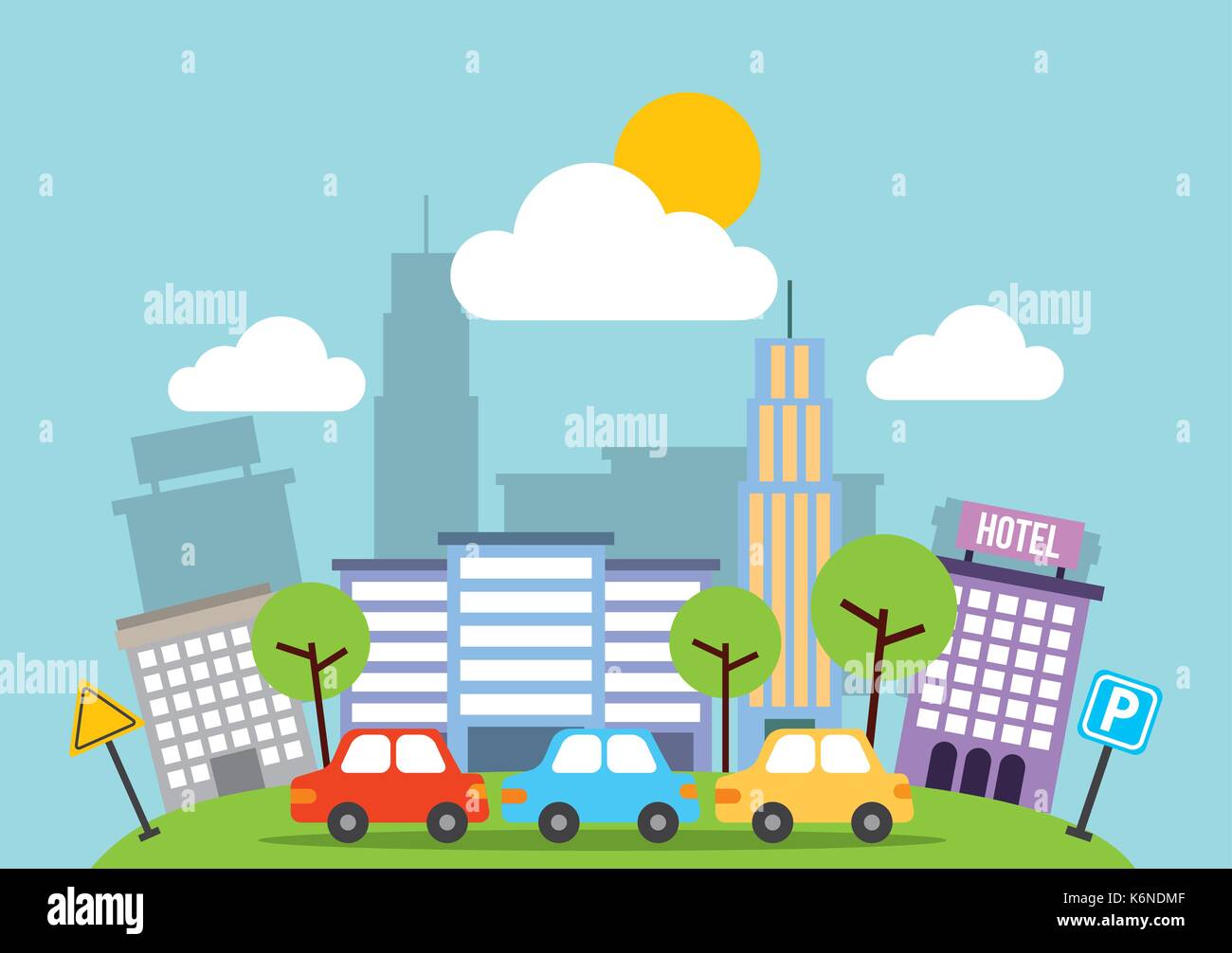 city buildings road urban street landscape Stock Vector Image & Art - Alamy