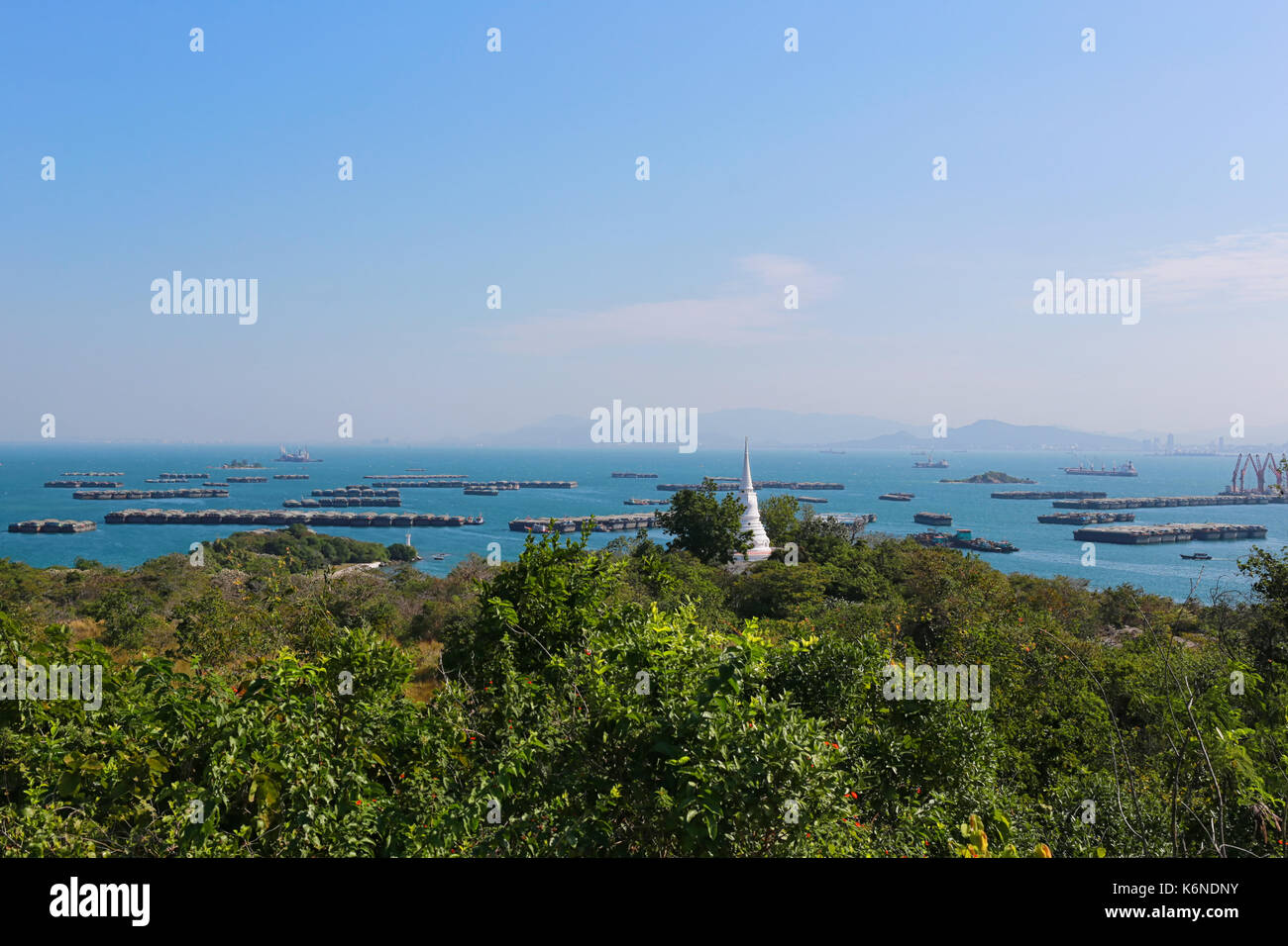 white pagoda of Chulachomklao in Ko Sichang at Chonburi province,Famous tourist attractions in Thailand. Stock Photo