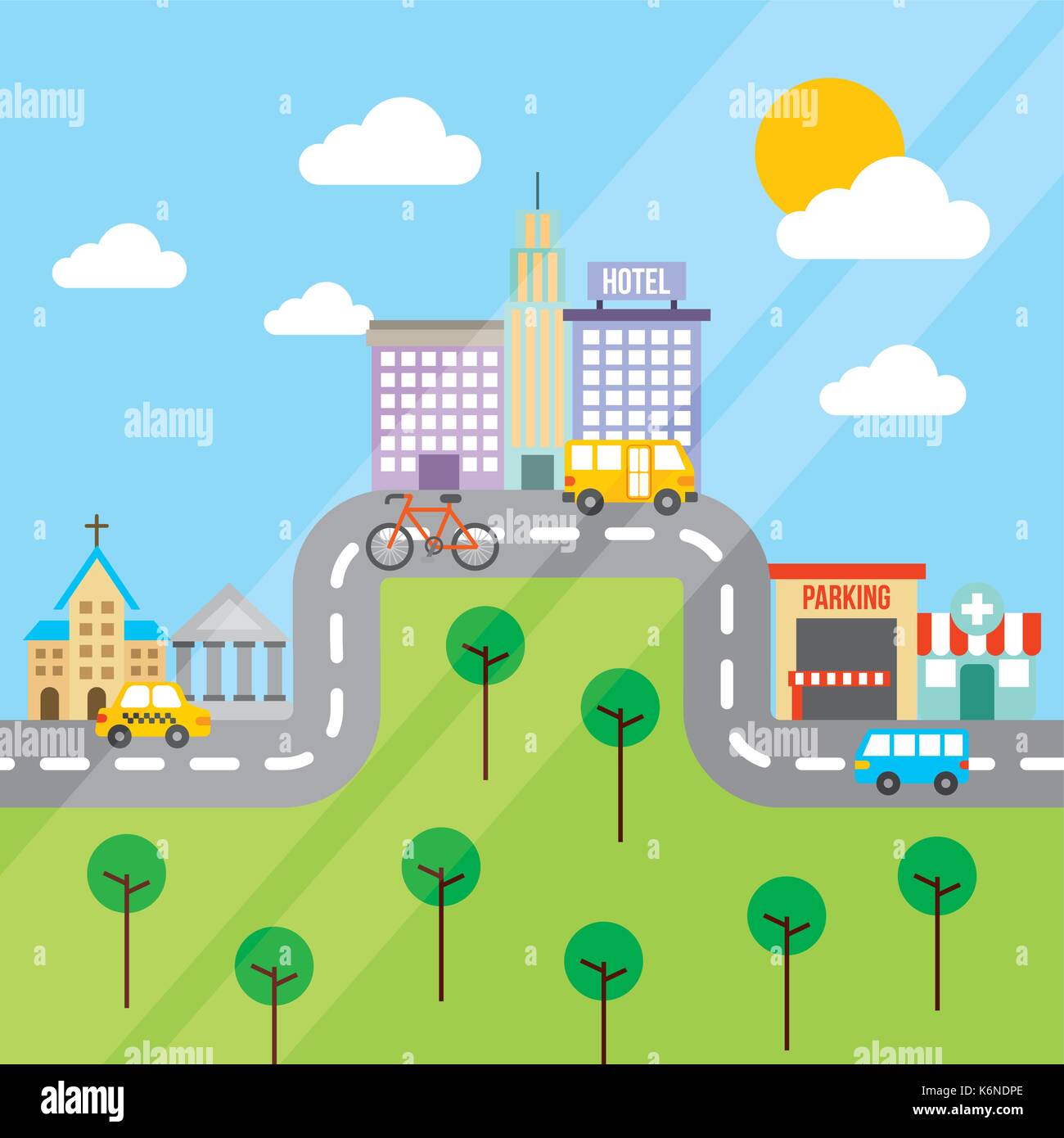 city buildings road urban street landscape Stock Vector Image & Art - Alamy