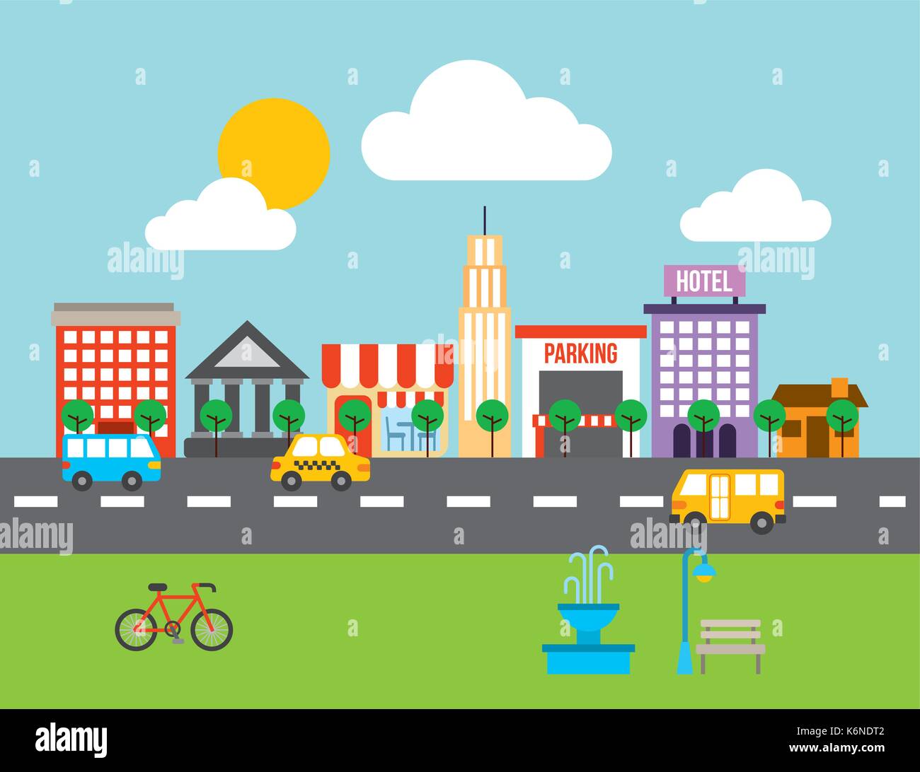 city buildings road urban street landscape Stock Vector Image & Art - Alamy