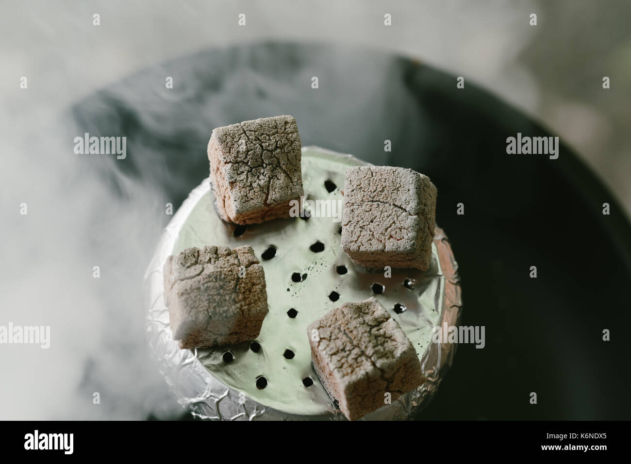 Coals on the bowl for hookah Stock Photo Alamy