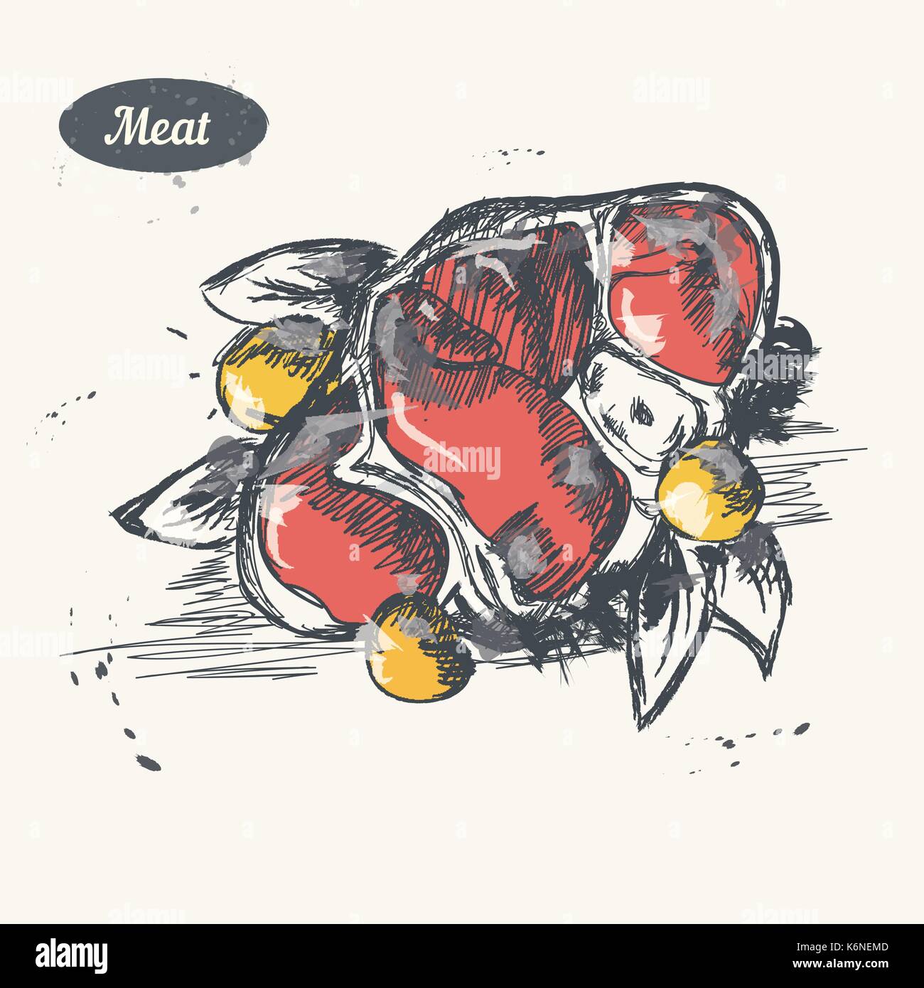 Hand drawn sketch. Meat product . Vector vintage illustration. Isolated ...
