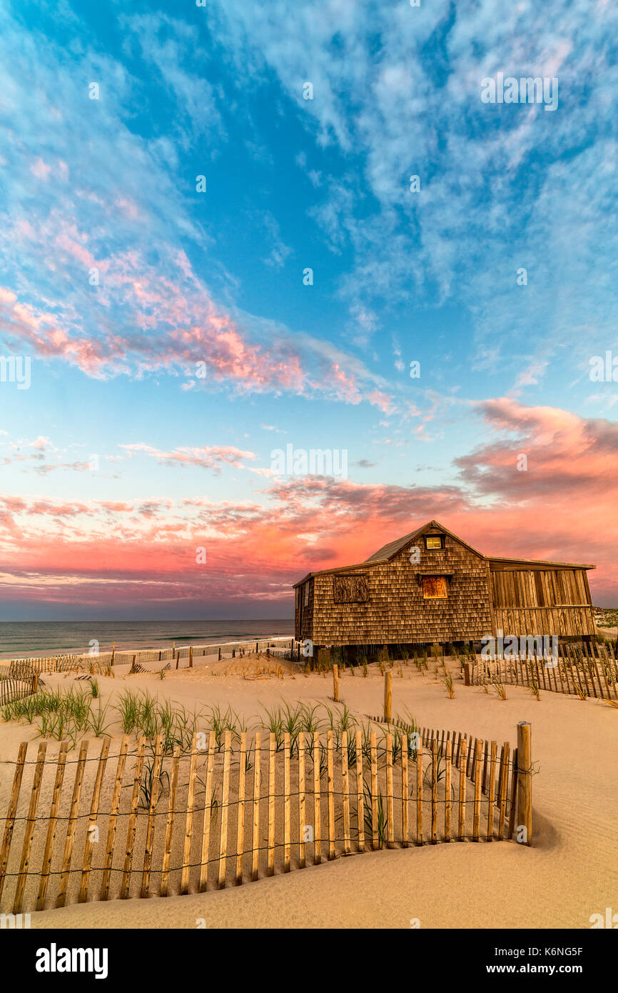 Judges Shack NJ Shore II - The Judge's Shack at Island Beach State Park (IBSP) at the New Jersey shore.   This original fishing shack is believed to h Stock Photo