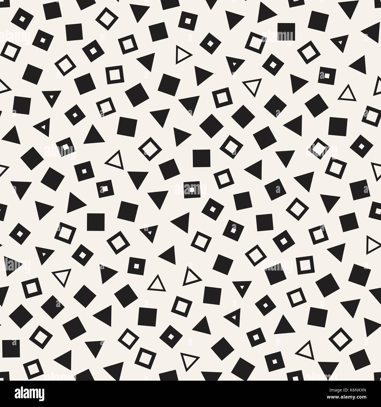 Seamless primitive jumble minimalism patterns. Randomly scattered geometric shapes. Abstract background design Stock Vector