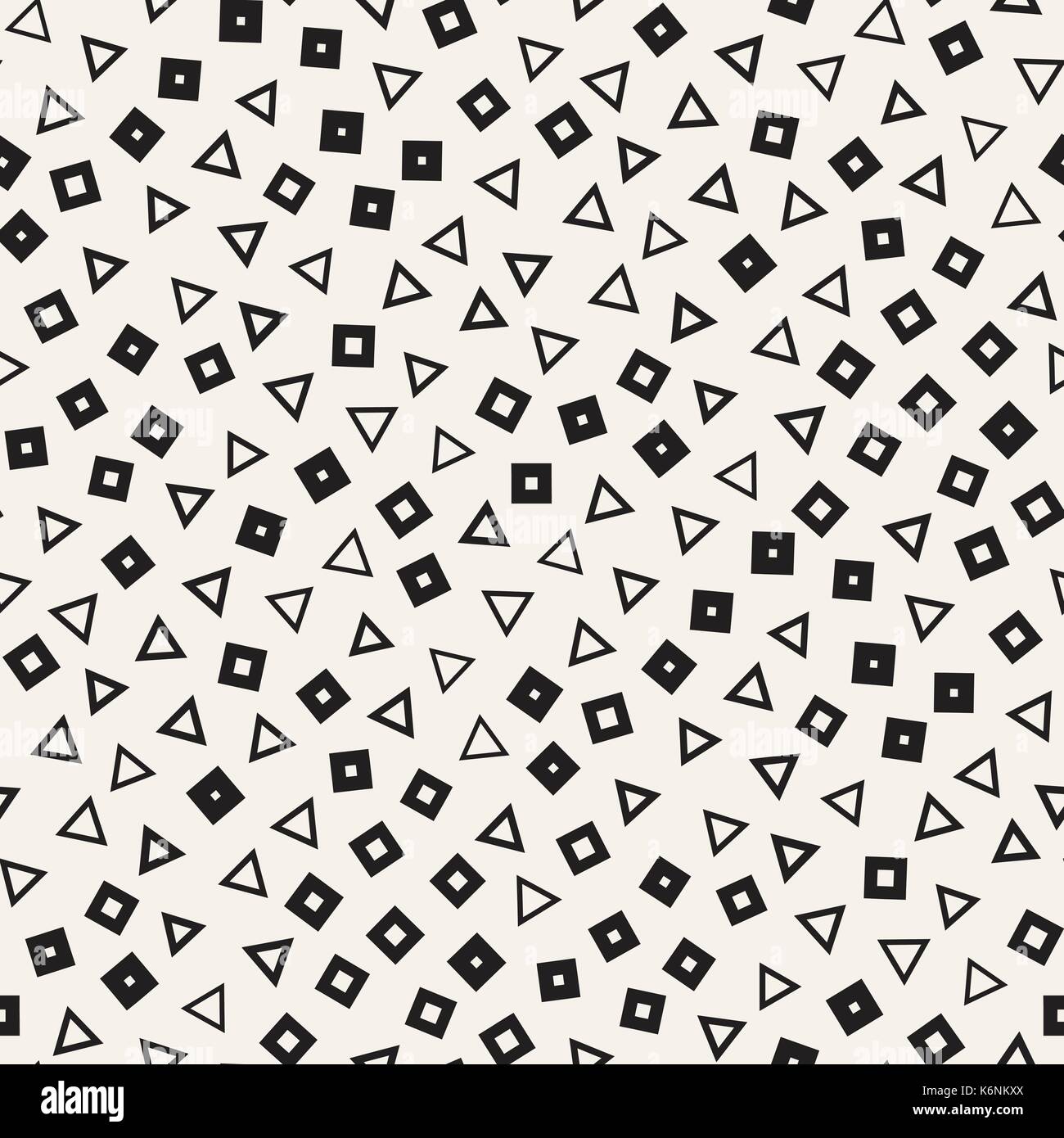 Seamless primitive jumble minimalism patterns. Randomly scattered geometric shapes. Abstract background design Stock Vector