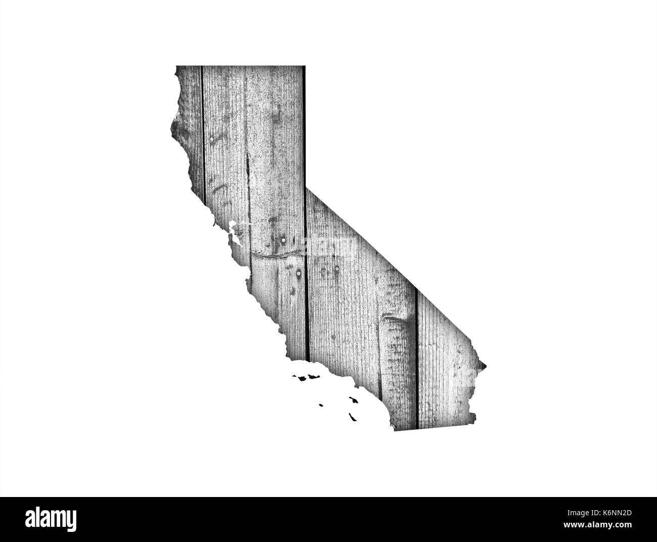 Map of California on weathered wood Stock Photo Alamy