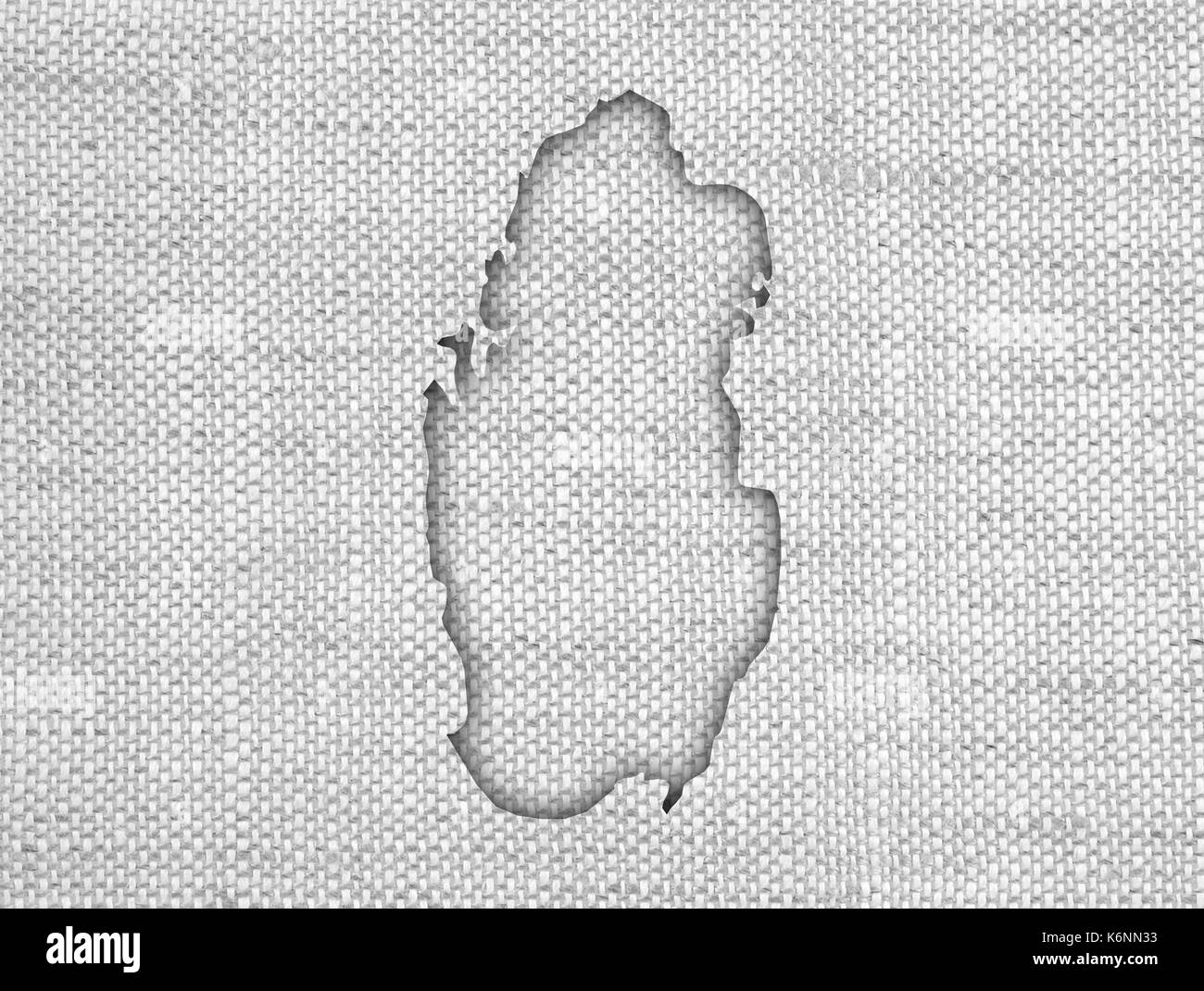 Map of Qatar on old linen Stock Photo Alamy