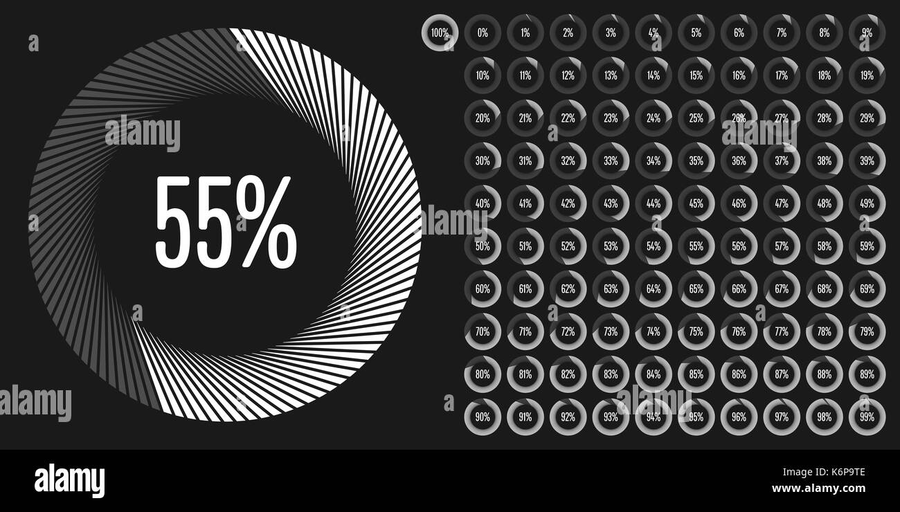 Set of circle percentage diagrams from 0 to 100 ready-to-use for web ...
