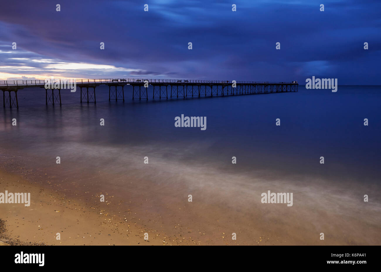 Beach light at Dusk, Saltburn.  All rights reserved Stock Photo