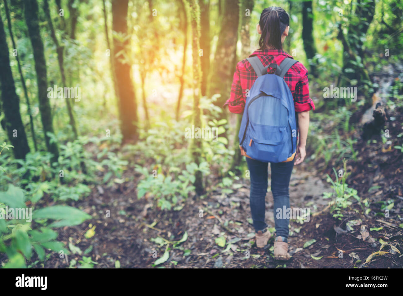 Woman hiking in wilderness hi-res stock photography and images - Alamy