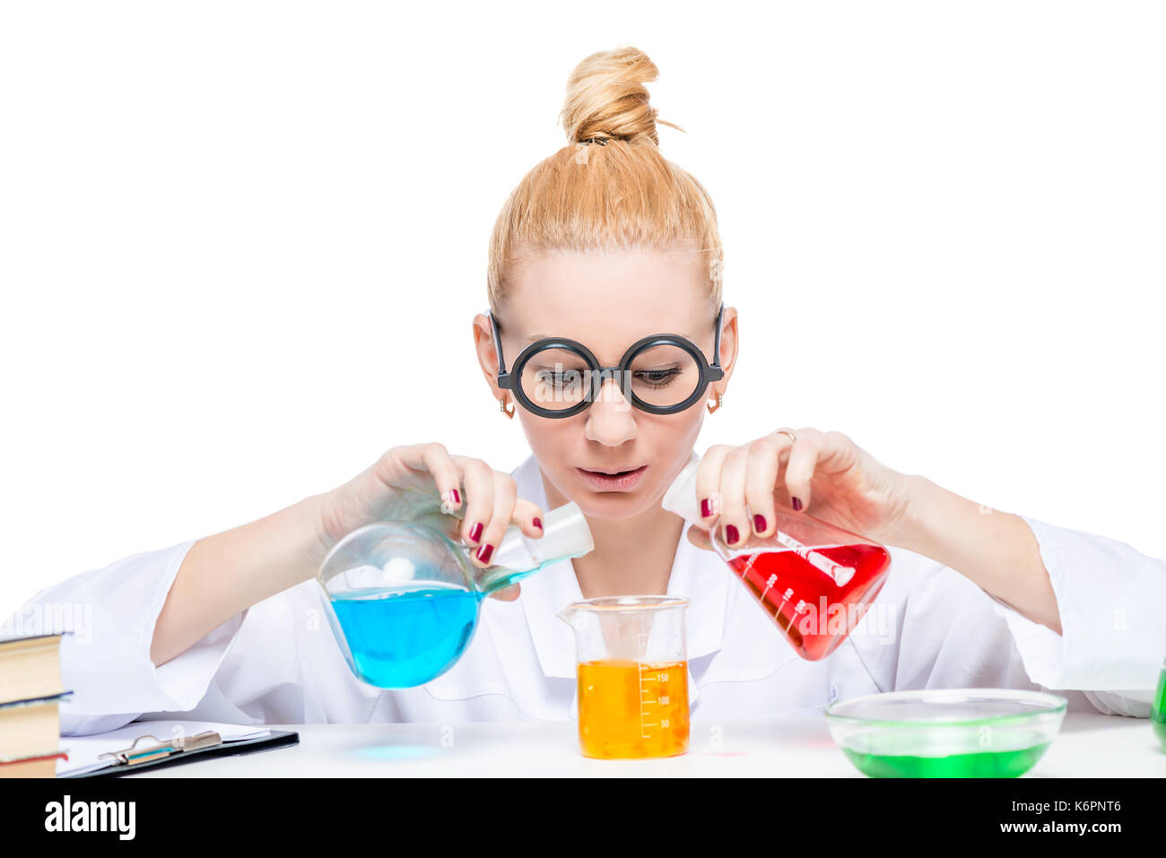 Chemist Lab Assistant With Test Tubes With Dangerous Substances On 
