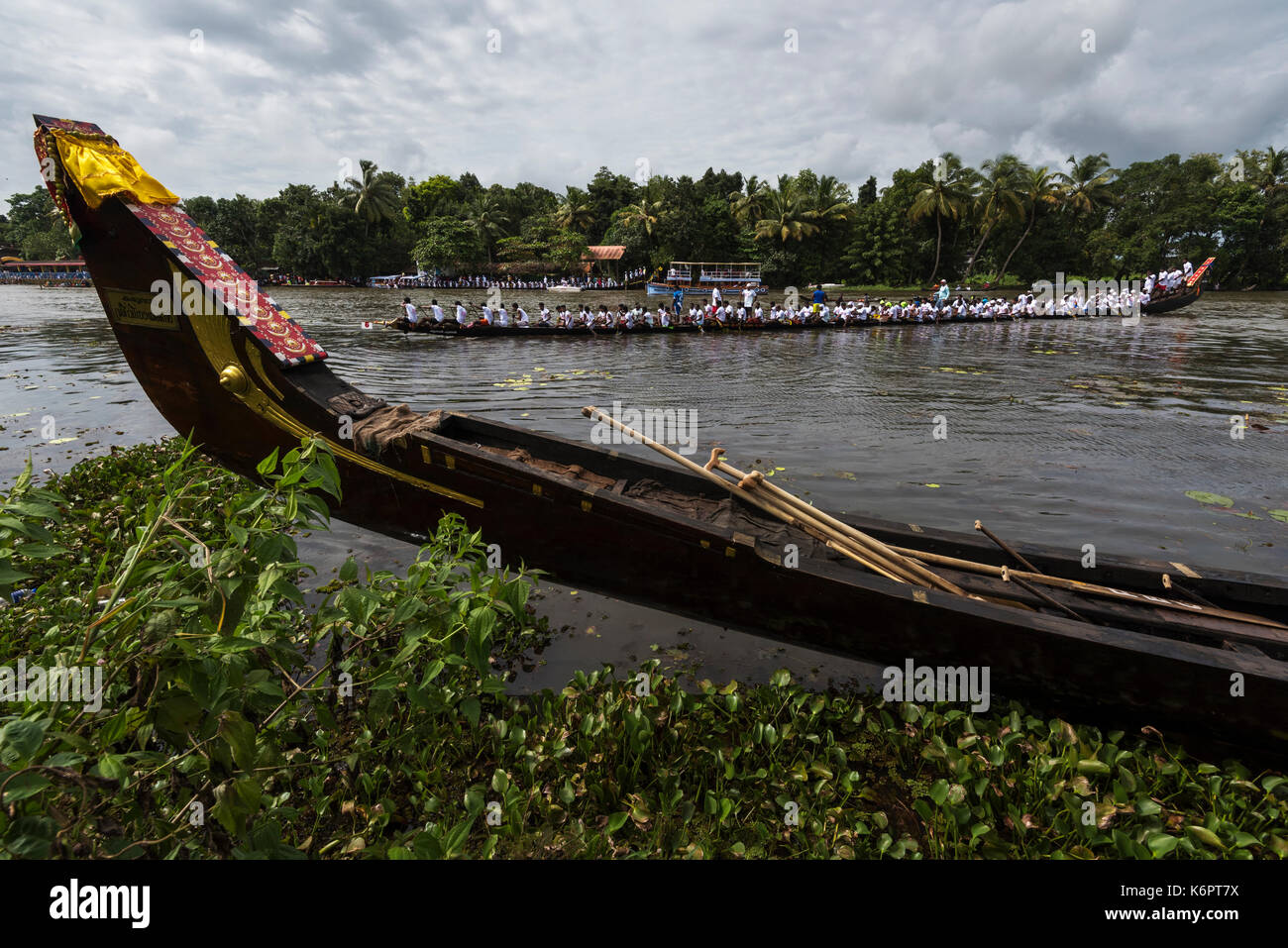 Snake boats are the fastest rowing boats. Payippad boat race is most famous for its snake boats. Stock Photo