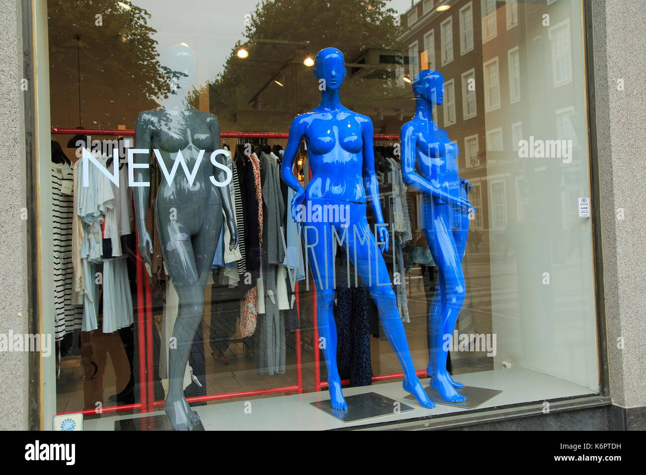 Shop window display News Vrimmell clothing,  Bergen, Norway Stock Photo