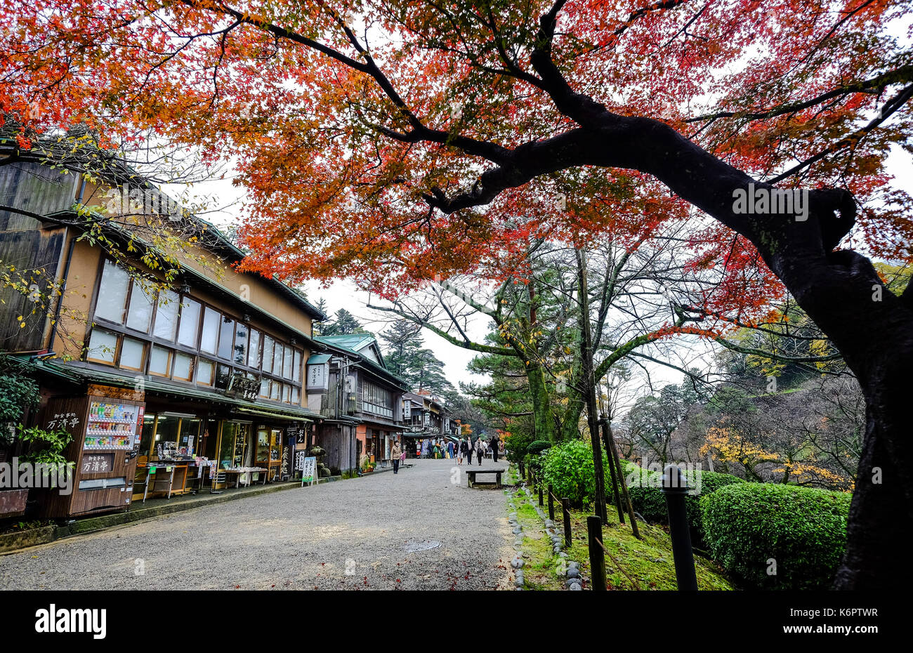 Kyoto, Japan - Nov 19, 2016. Gion Old Street at autumn in Kyoto, Japan. Kyoto served as Japan capital and the emperor residence from 794 until 1868. Stock Photo