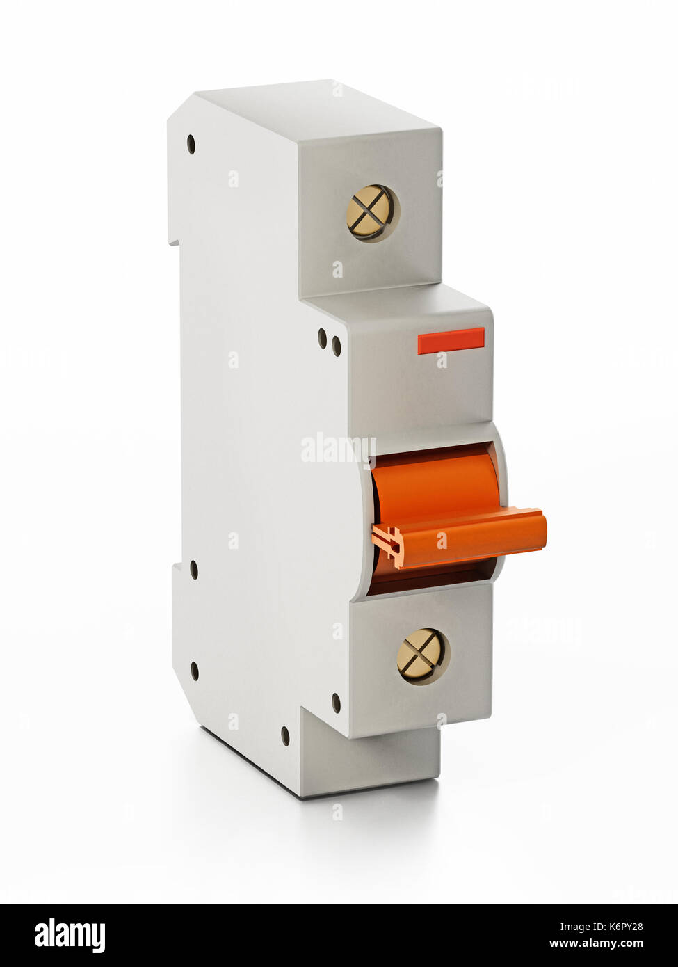 Fuse box isolated on white background. 3D illustration. - Stock Image