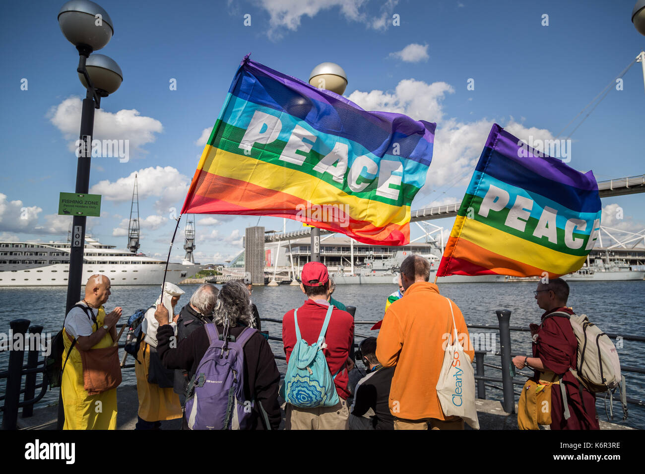 London, UK. 12th Sept, 2017. Anti-war protests continue against DSEi Arms Fair (Defence & Security Equipment International) - the world's largest arms fair held at Excel Centre in east London. Credit: Guy Corbishley/Alamy Live News Stock Photo