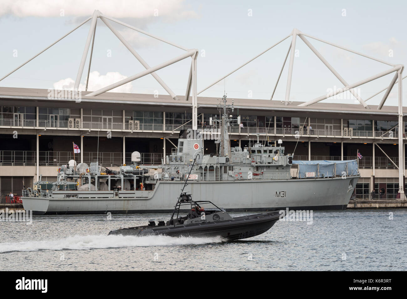 London, UK. 12th Sept, 2017. Military equipment on Royal Victoria Dock as part of DSEi Arms Fair (Defence & Security Equipment International) - the world's largest arms fair held at Excel Centre in east London. Credit: Guy Corbishley/Alamy Live News Stock Photo