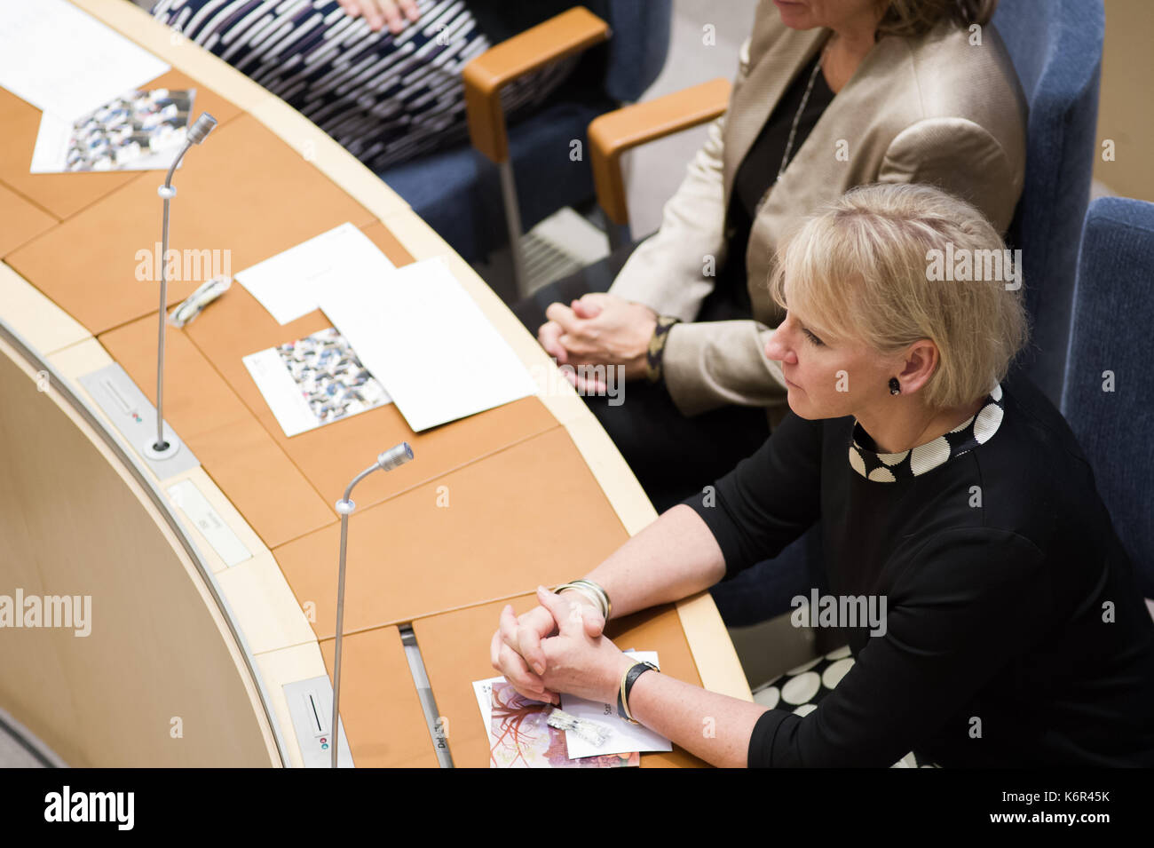 Stockholm, Sweden, 12th September, 2017. Opening of the Riksdag session. Ceremony in the Chamber at the opening of the Riksdag session.  Minister for Foreign Affairs, Margot Wallstrom (S). Credit:/Barbro Bergfeldt/Alamy Live News Stock Photo