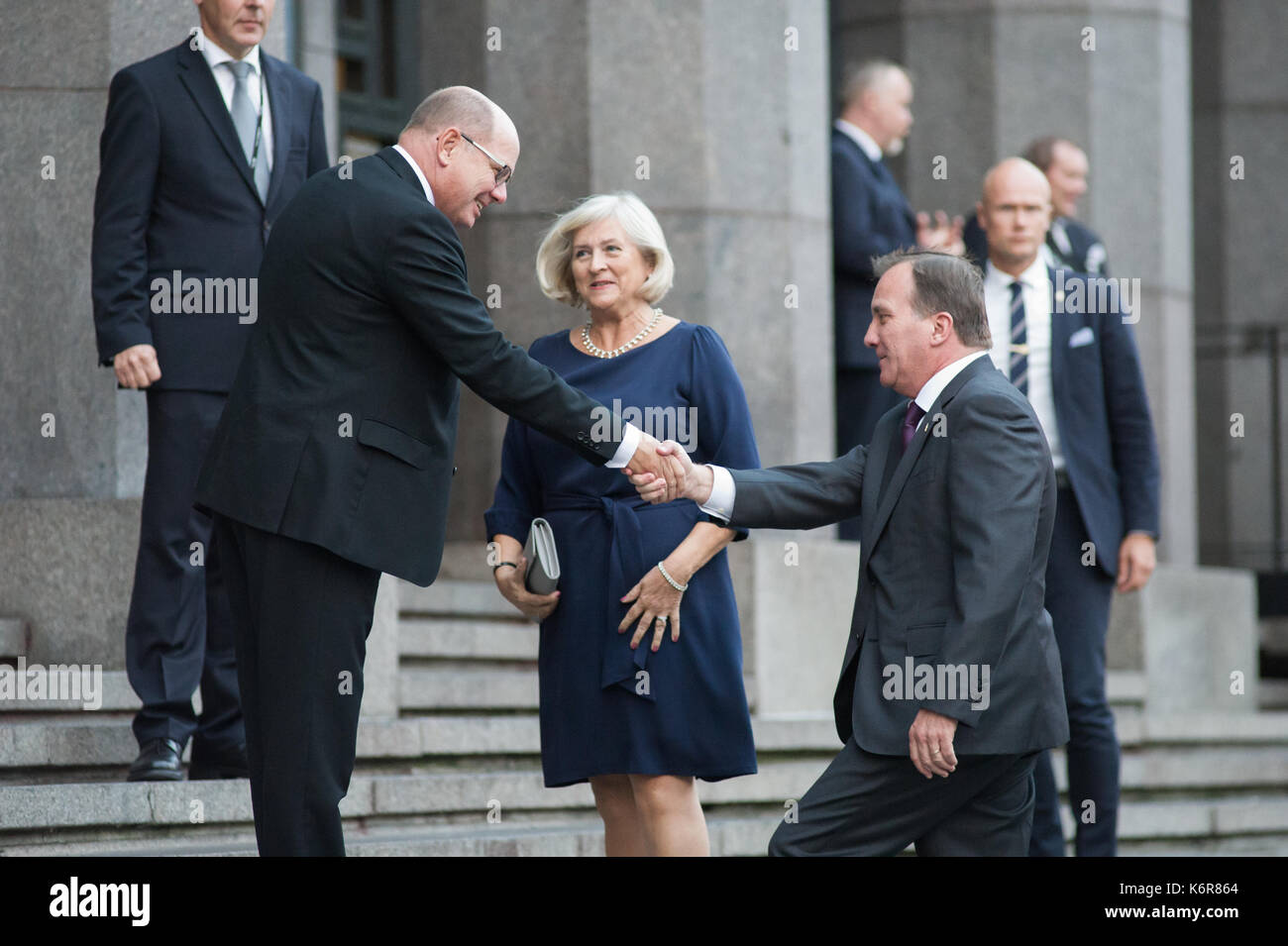 Stockholm, Sweden, 12th September, 2017. Opening of the Riksdag. Tonights concert at Stockholm Concert Hall, due to the opening of the Riksdag. First Speaker of the Riksdag Urban Ahlin, welcomes PM Stefan Lofven (S) and his wife Ulla Lofven.Credit: Barbro Bergfeldt/Alamy Live News Stock Photo