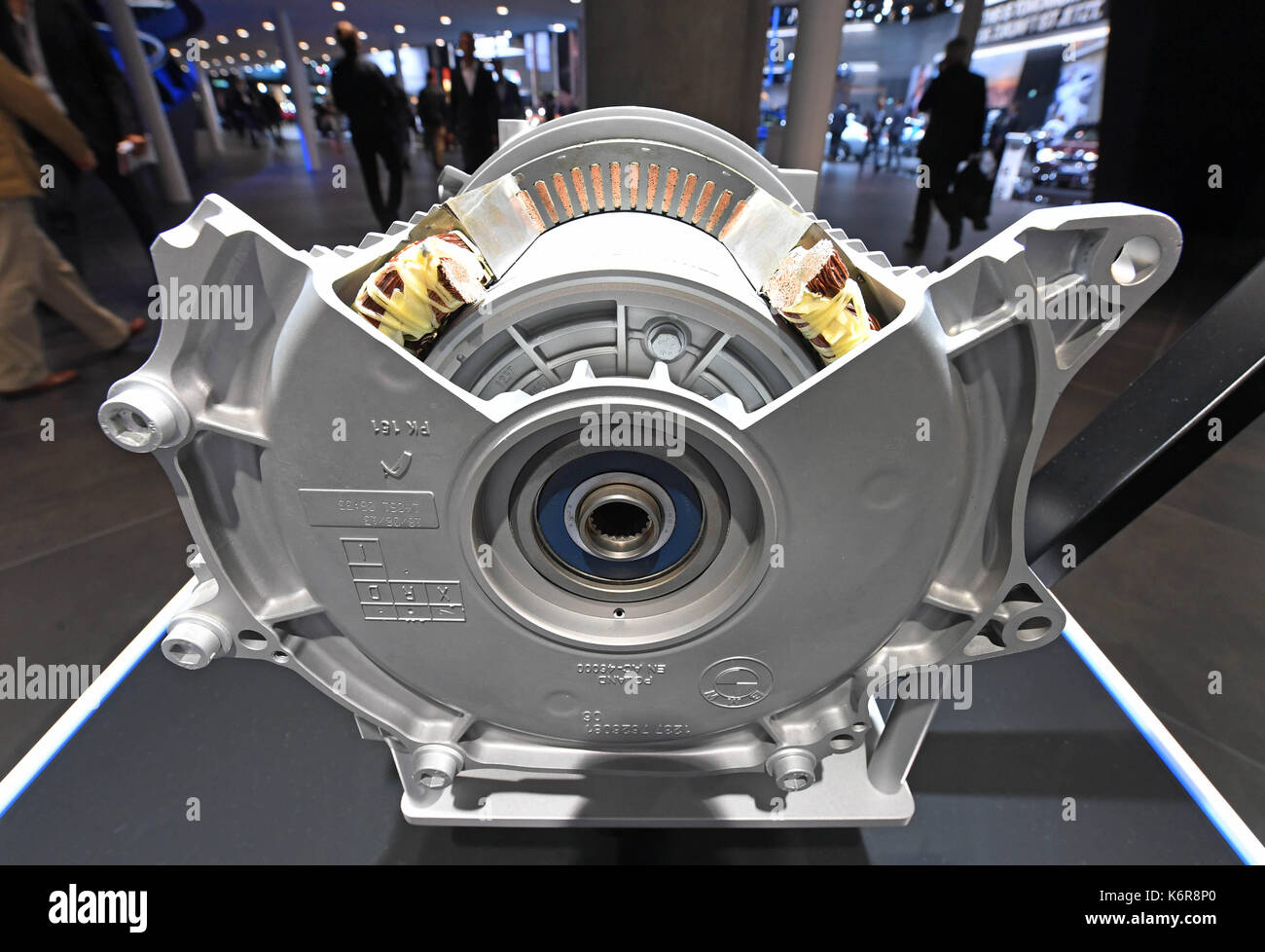 A BMW electrical engine is on display at the Internationale Automobil
