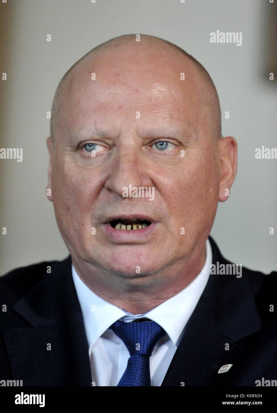 Brno, Czech Republic. 13th Sep, 2017. Polish prosecutor Krzysztof Parchimowicz attends the press conference Czech and Polish prosecutors on criticism of the controversial Polish judicial reform, in Brno, Czech Republic, on September 13, 2017. Credit: Igor Zehl/CTK Photo/Alamy Live News Stock Photo