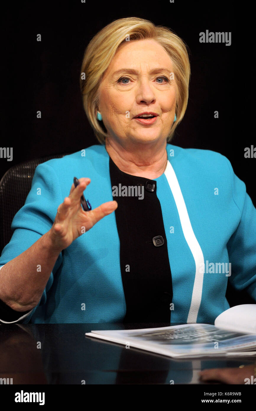New York, USA. 12th Sep, 2017. Hillary Clinton signs copies of her book, 'What Happened' at Barnes & Noble Union Square on September 12, 2017 in New York City. Credit: Geisler-Fotopress/Alamy Live News Stock Photo