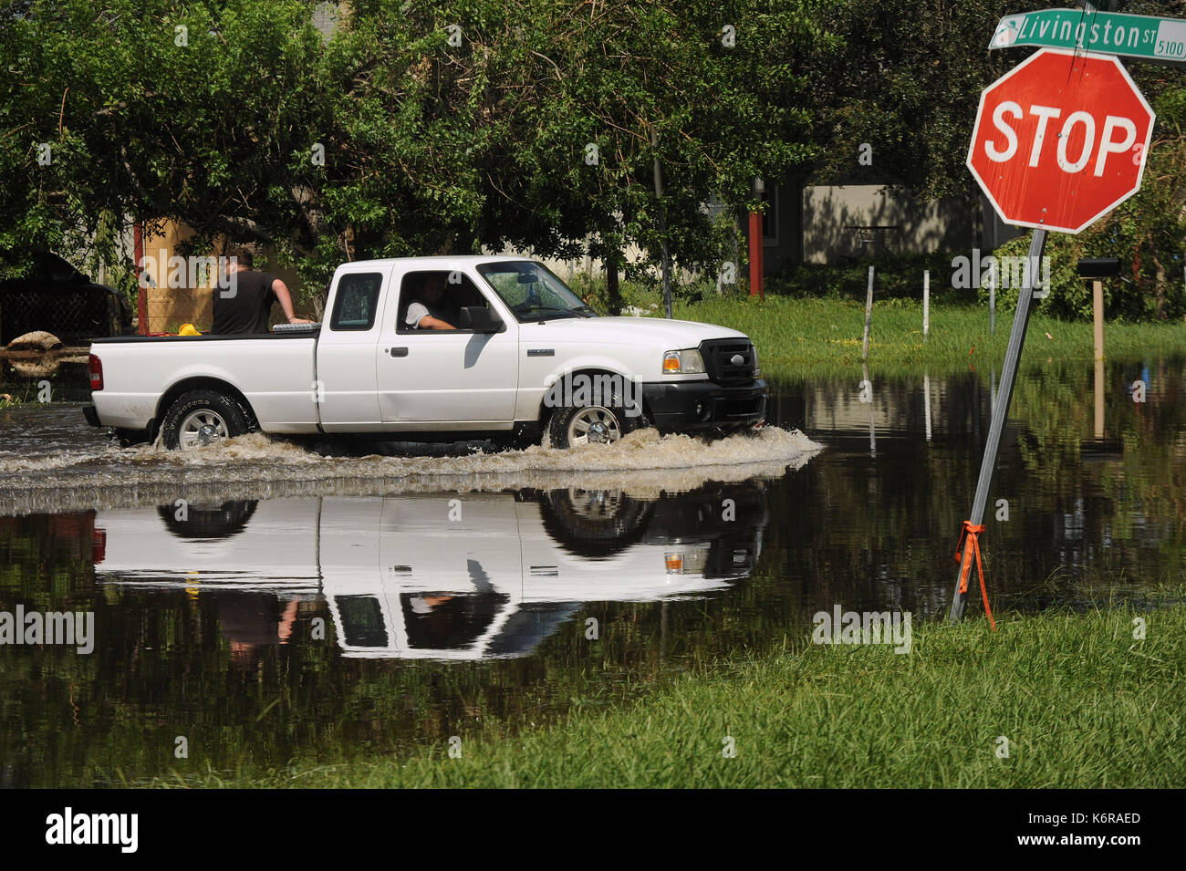 Orlando, United States. 12th Sep, 2017. A pickup truck is driven