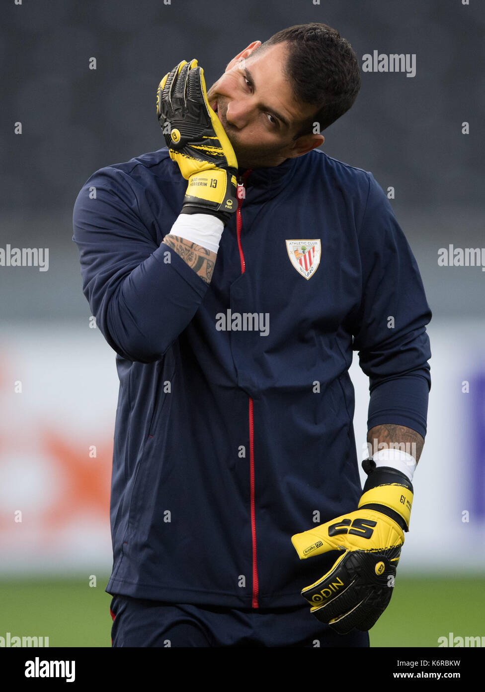 Berlin, Germany. 23rd Sep, 2017. The Bilbao goalkeeper Kepa Arrizabalaga during a training session at the Olympic Stadium in Berlin, Germany, 23 September 2017. Athletic Bilbao will meet with Hertha BSC for a Europa League match on the 14th of September 2017. Photo: Soeren Stache/dpa/Alamy Live News Stock Photo