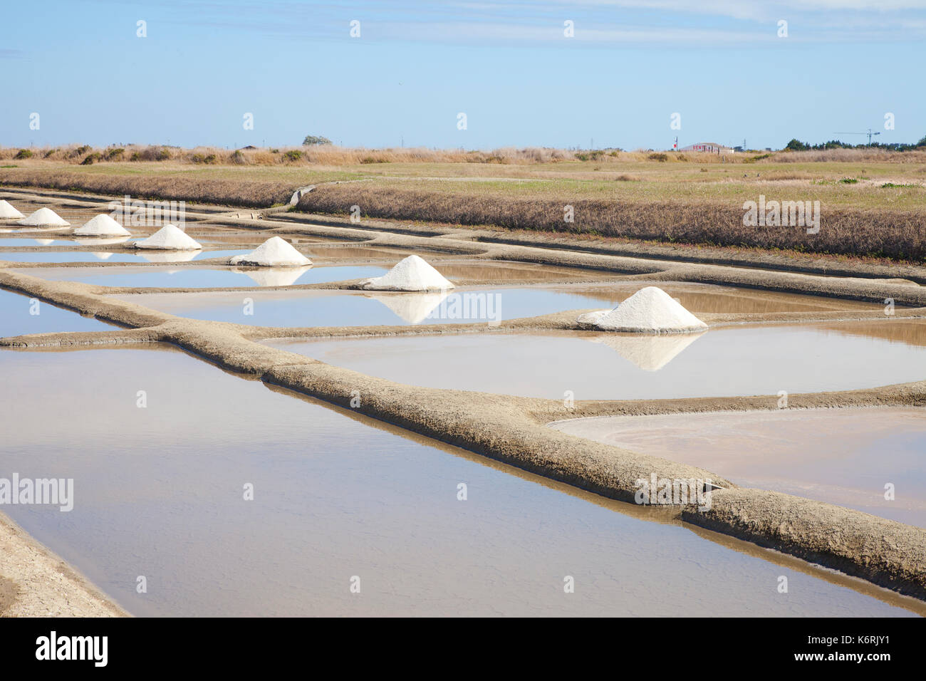 Traditional salt fields on island of Noirmoutier, France Stock Photo